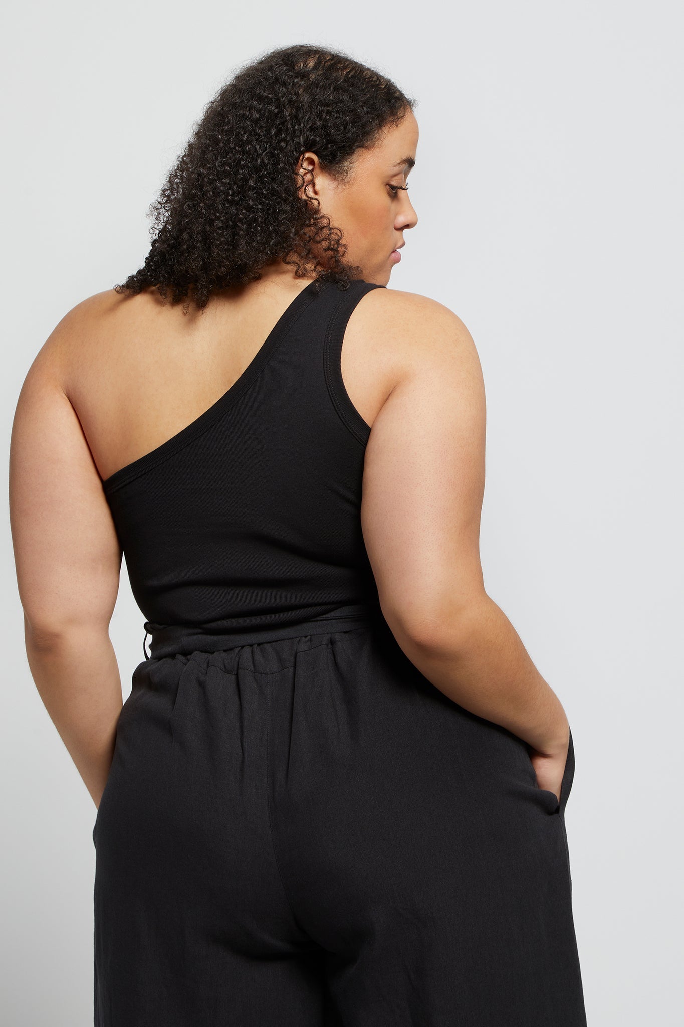 A.BCH A.44 Black 1 Shoulder Rib Tank in Organic Cotton
