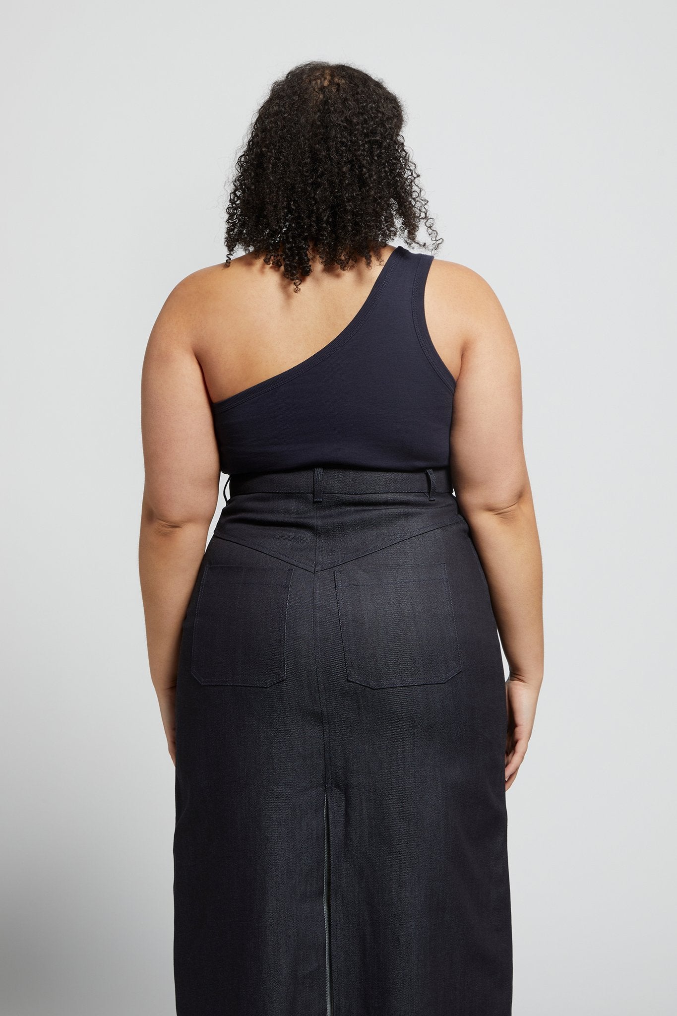 A.BCH A.44 Navy 1 Shoulder Rib Tank in Organic Cotton