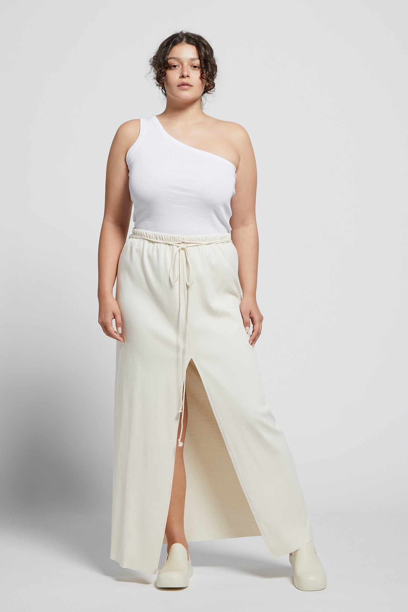 A.BCH A.44 Bone 1 Shoulder Rib Tank in Organic Cotton