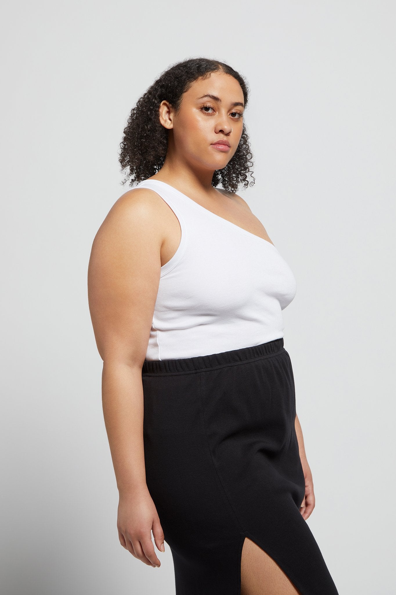 A.BCH A.44 Bone 1 Shoulder Rib Tank in Organic Cotton