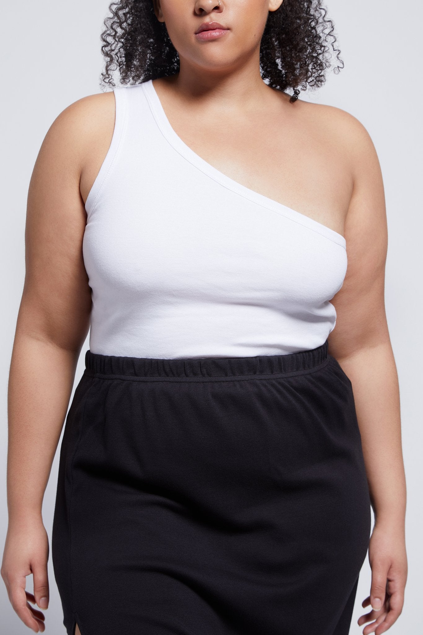 A.BCH A.44 Bone 1 Shoulder Rib Tank in Organic Cotton