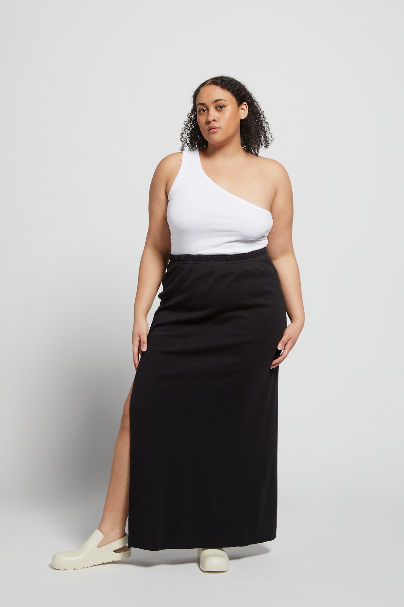 A.BCH A.44 Bone 1 Shoulder Rib Tank in Organic Cotton