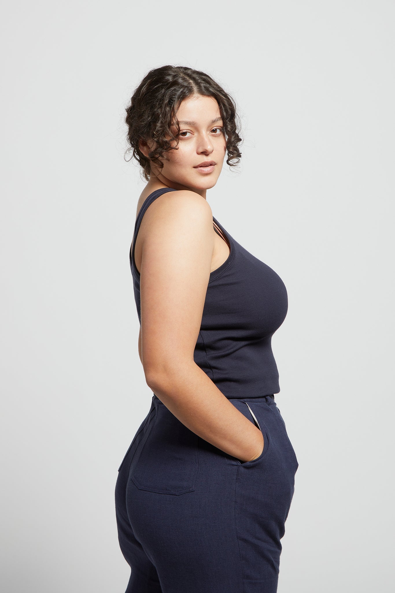 A.BCH A.44 Navy Classic Tank in Organic Cotton