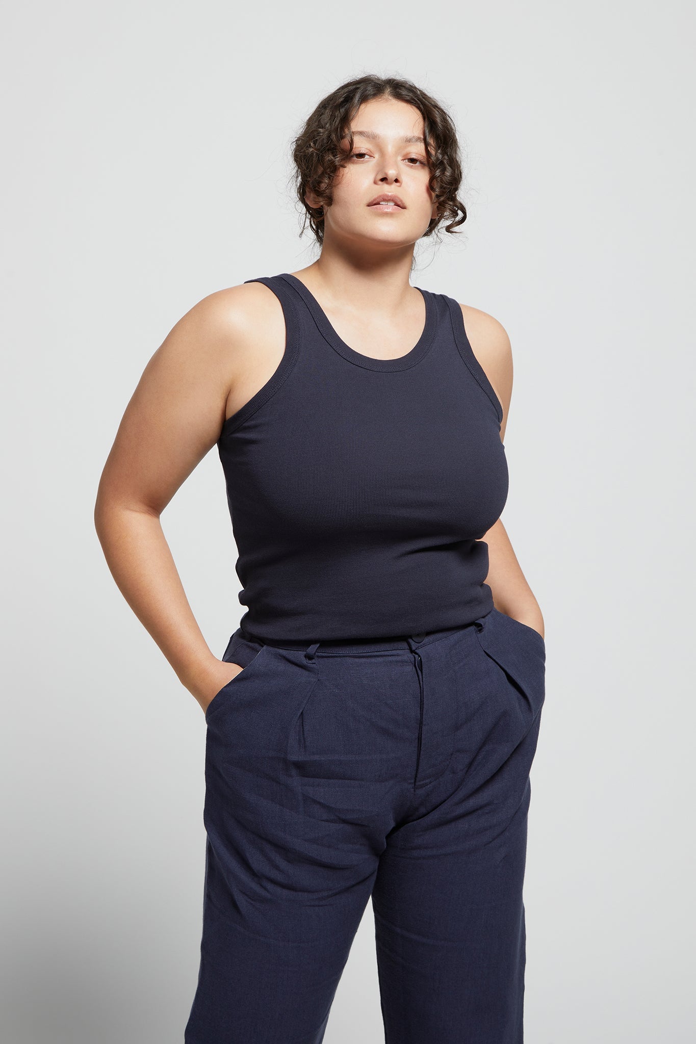 A.BCH A.44 Navy Classic Tank in Organic Cotton