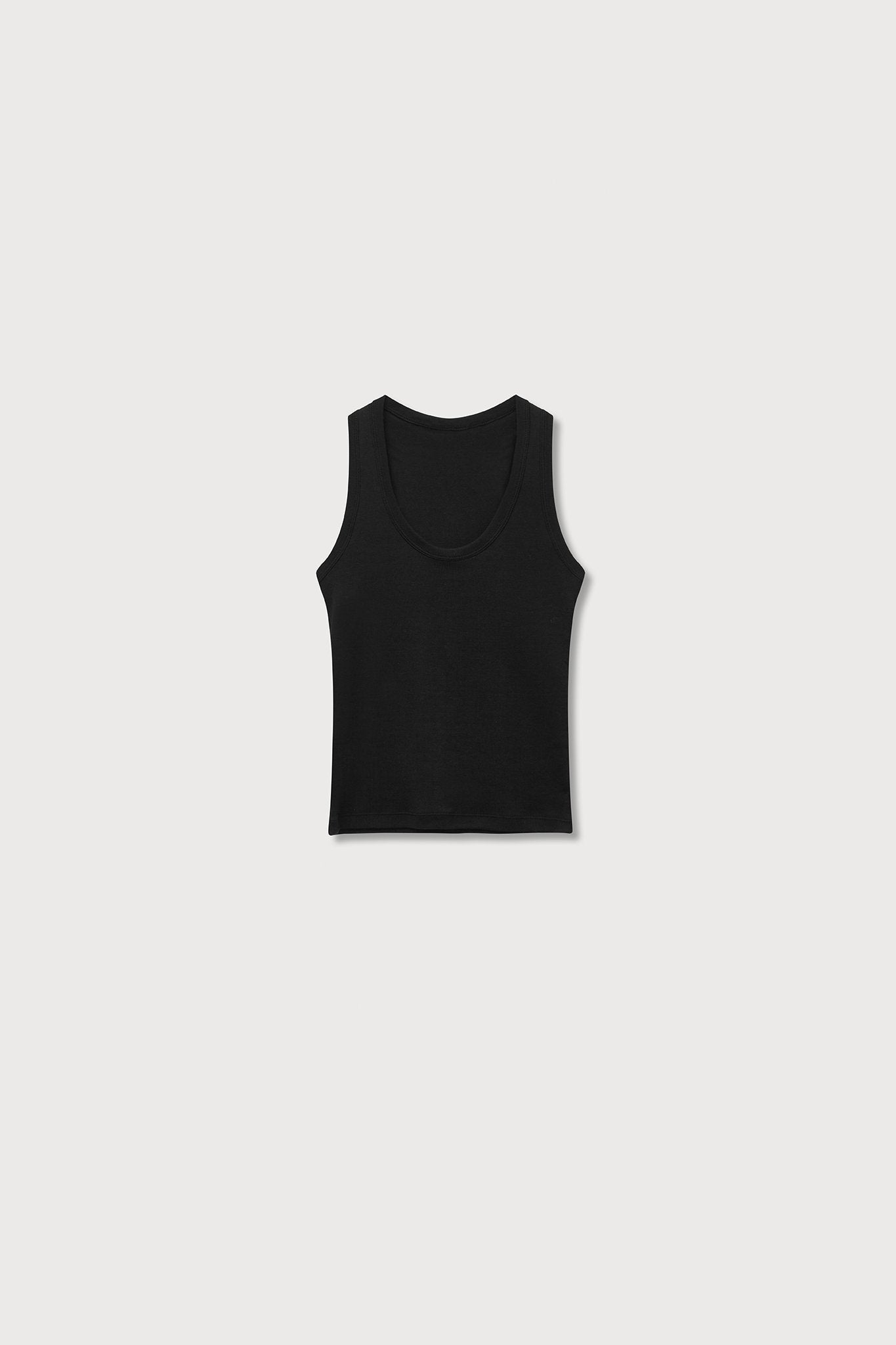 A.BCH A.44 Black Scoop Neck Rib Tank in Organic Cotton