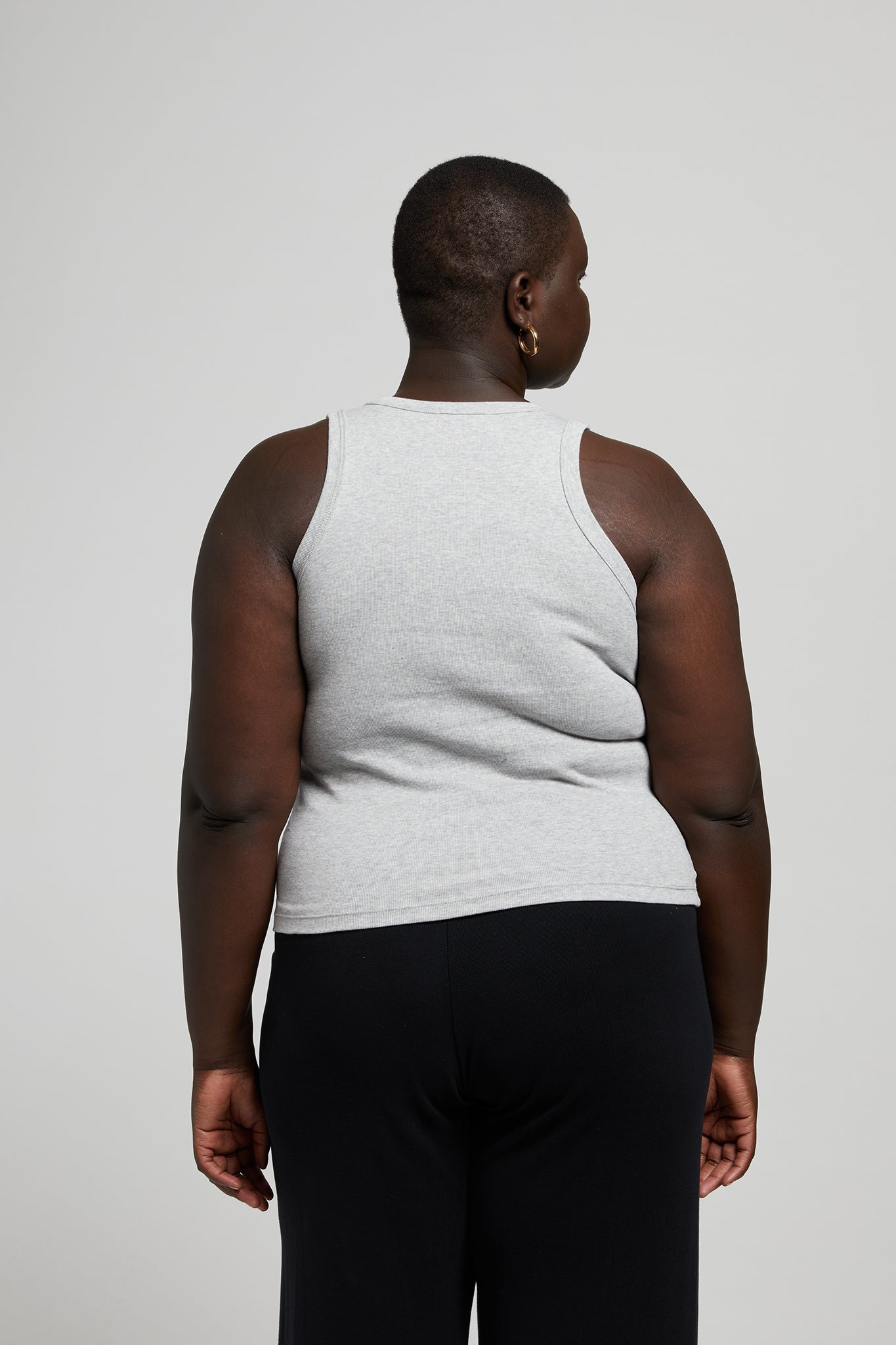 A.BCH A.44 Grey Marle Scoop Neck Rib Tank in Organic Cotton