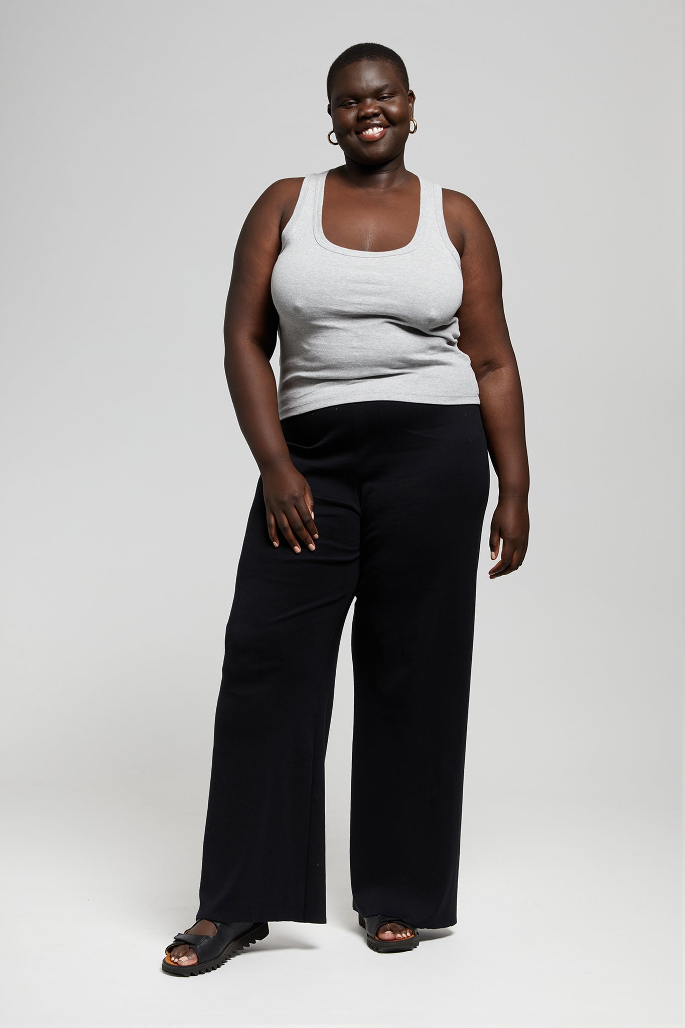 A.BCH A.44 Grey Marle Scoop Neck Rib Tank in Organic Cotton