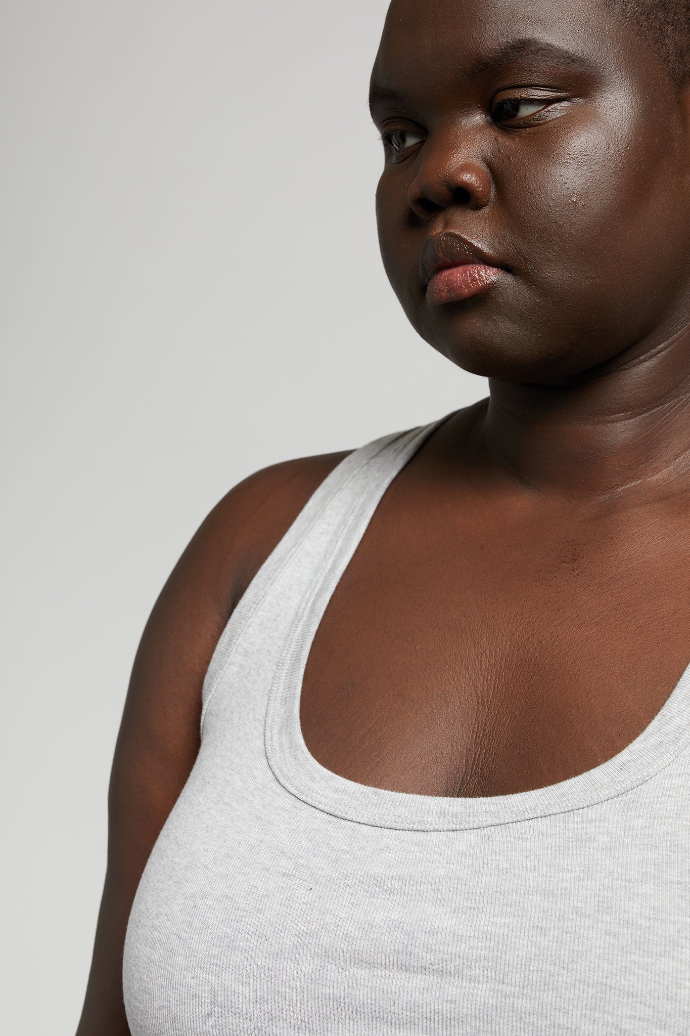 A.BCH A.44 Grey Marle Scoop Neck Rib Tank in Organic Cotton