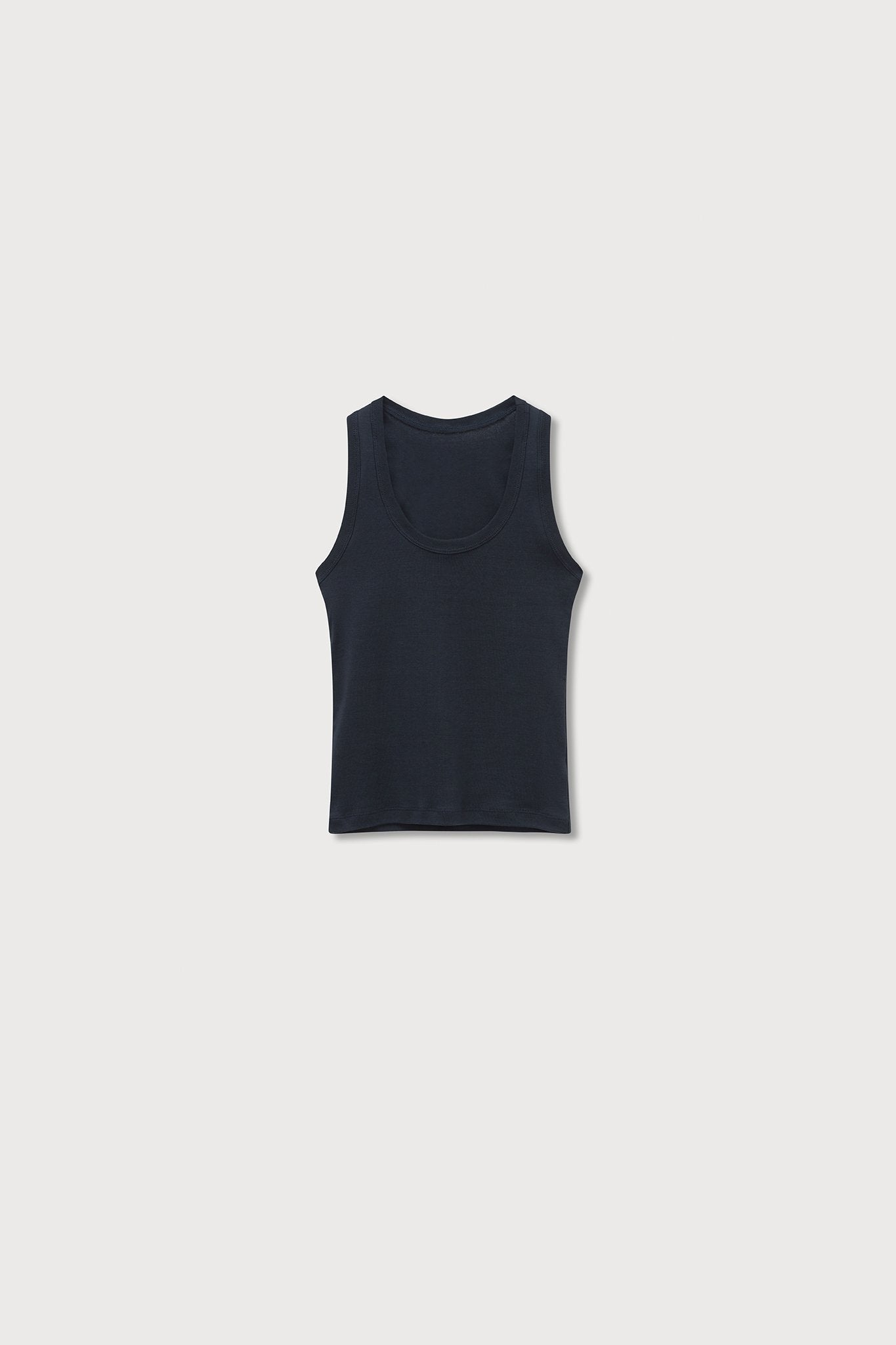 A.BCH A.44 Navy Scoop Neck Rib Tank in Organic Cotton