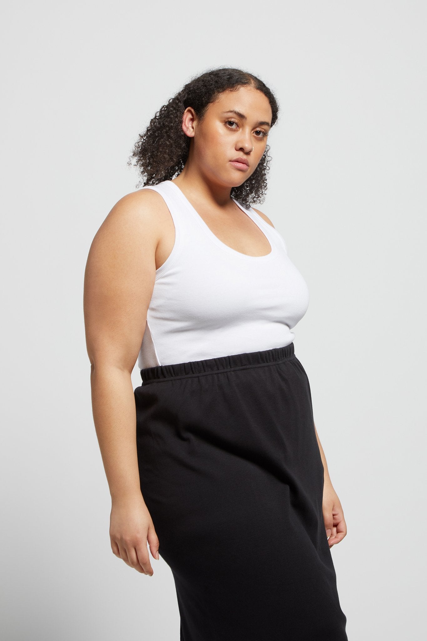A.BCH A.44 White Scoop Neck Rib Tank in Organic Cotton