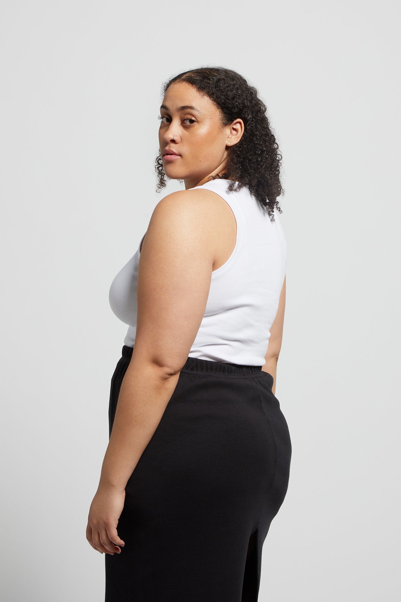 A.BCH A.44 White Scoop Neck Rib Tank in Organic Cotton