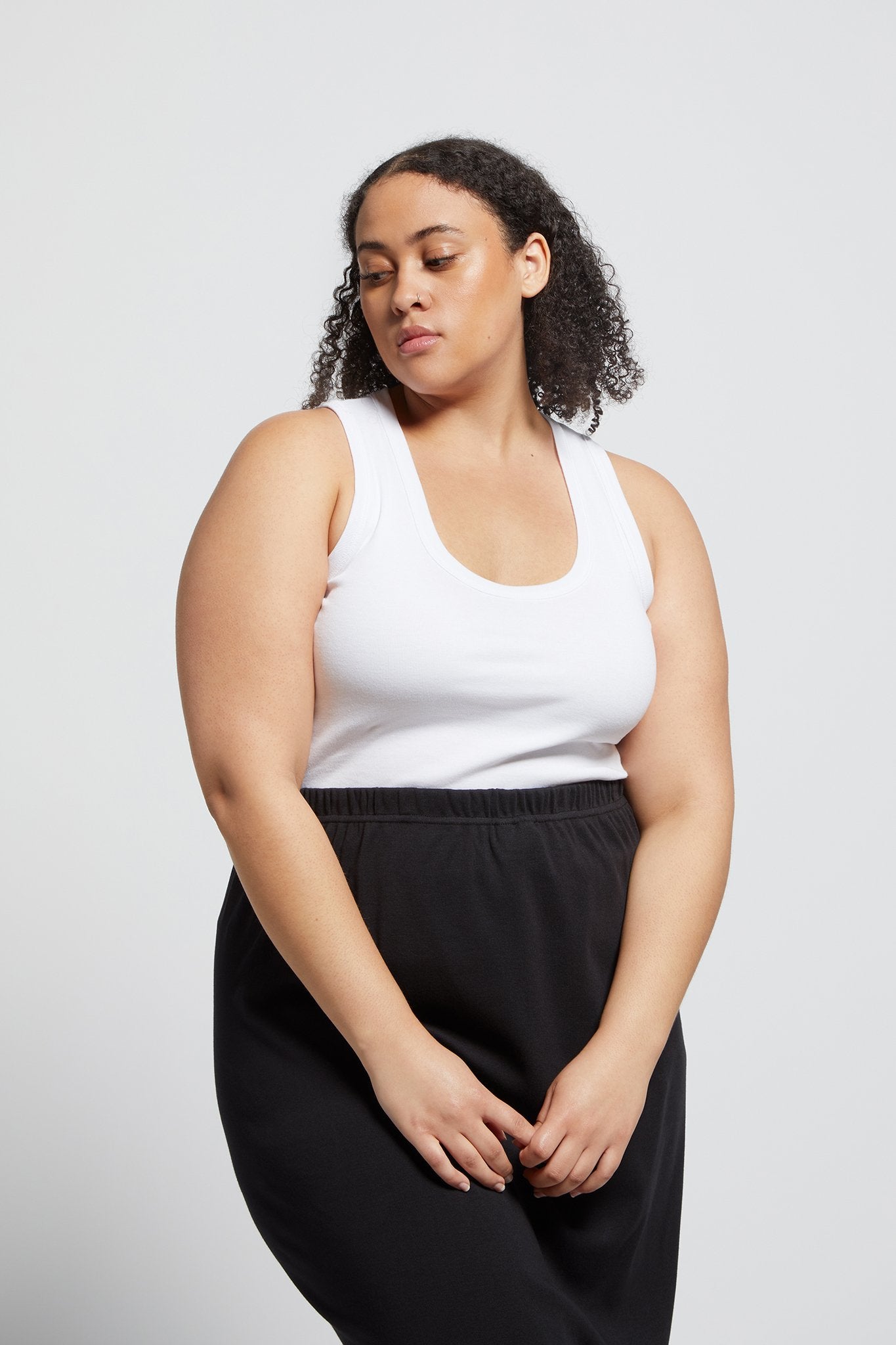 A.BCH A.44 White Scoop Neck Rib Tank in Organic Cotton