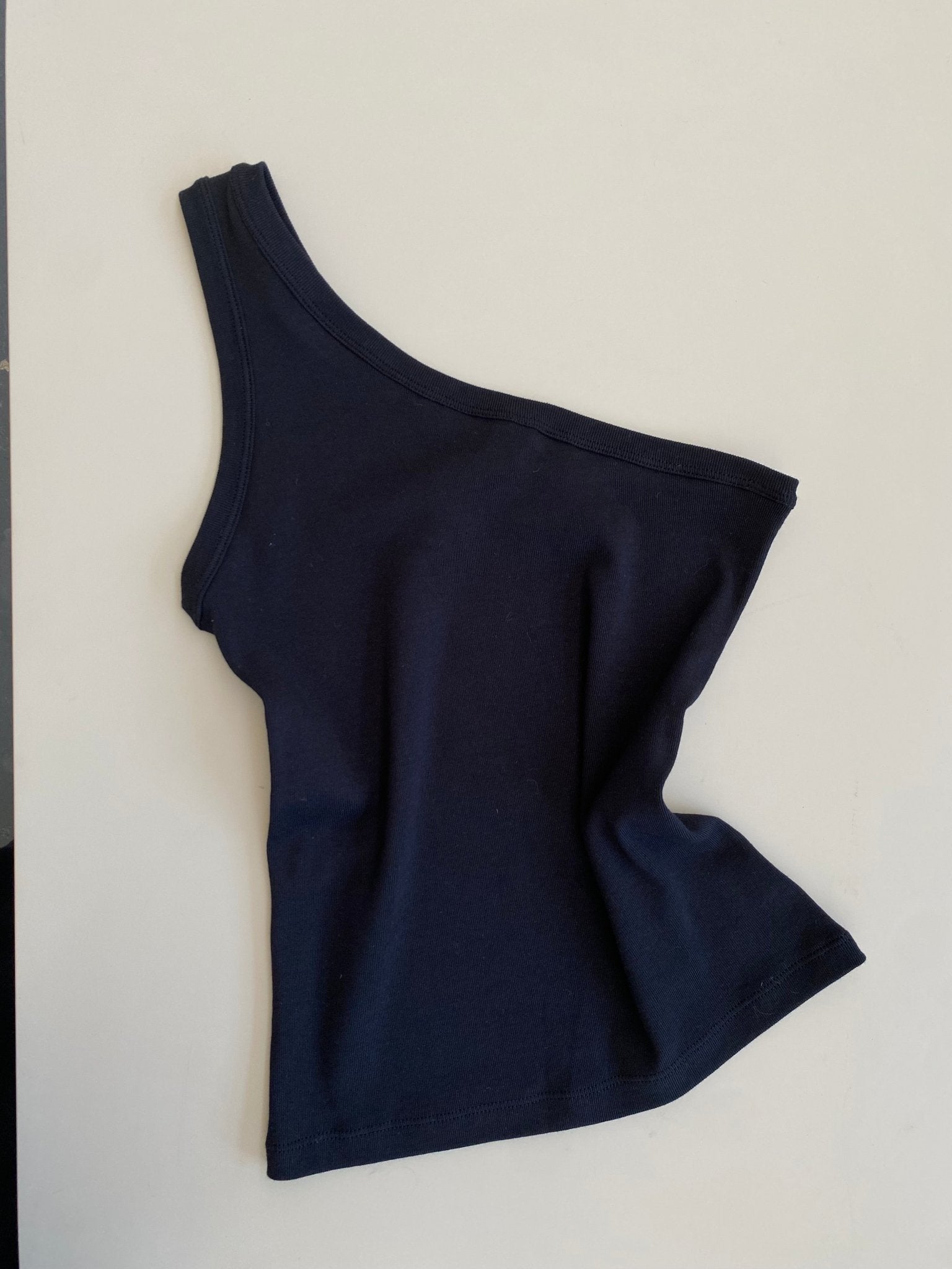 A.BCH A.44 Black 1 Shoulder Rib Tank in Organic Cotton