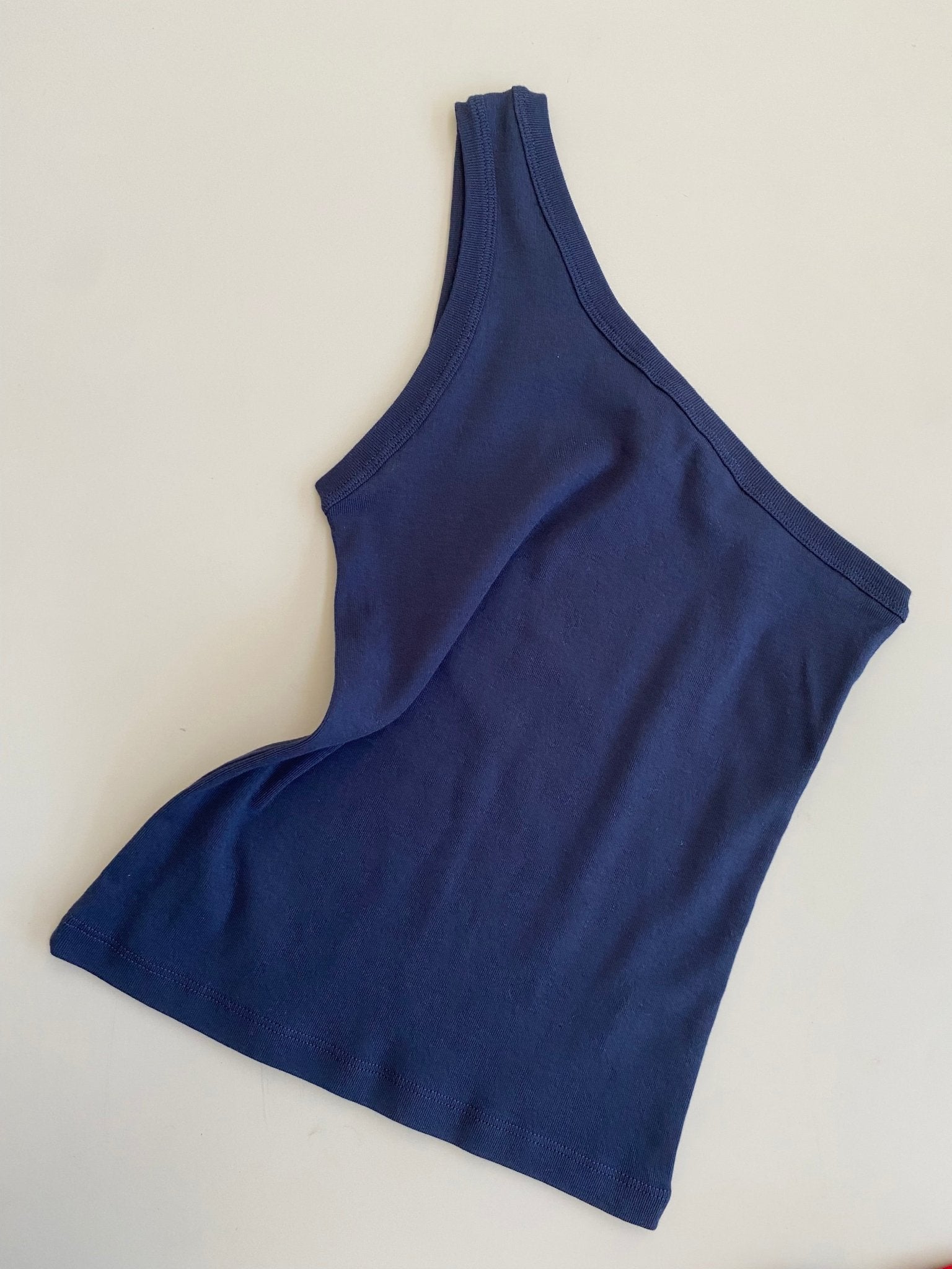 A.BCH A.44 Navy 1 Shoulder Rib Tank in Organic Cotton