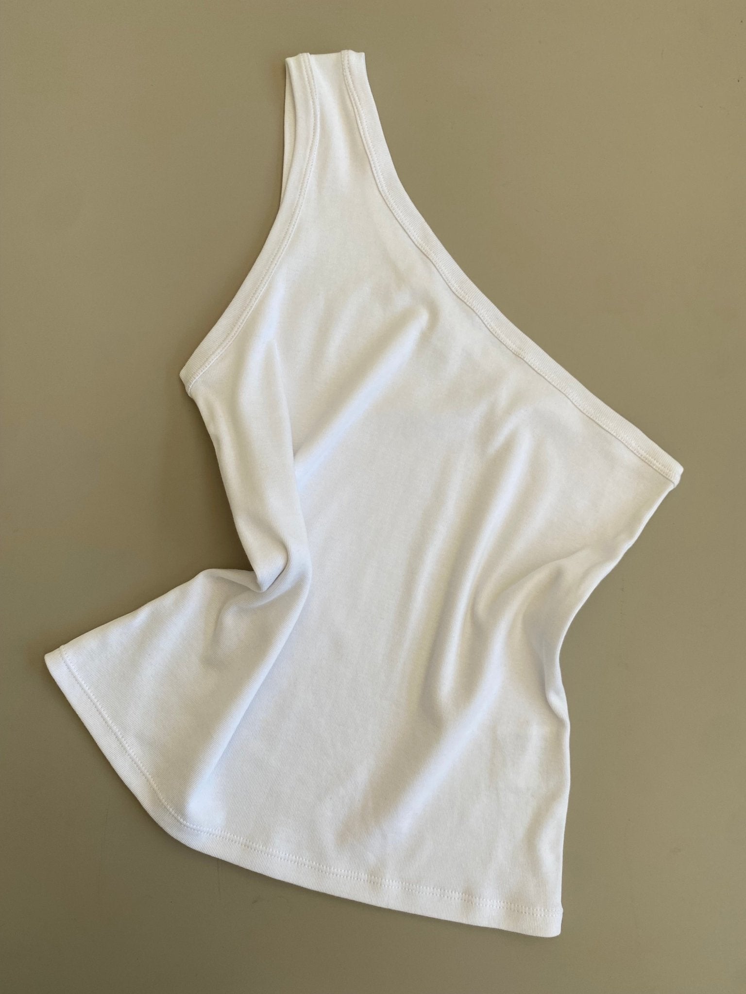 A.BCH A.44 White 1 Shoulder Rib Tank in Organic Cotton