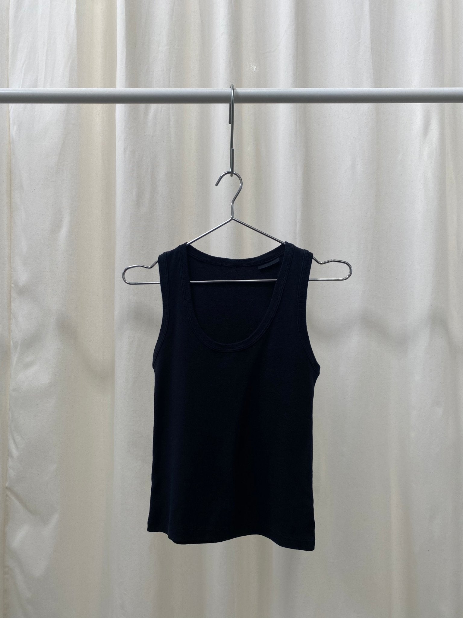 A.BCH A.44 Black Scoop Neck Rib Tank in Organic Cotton
