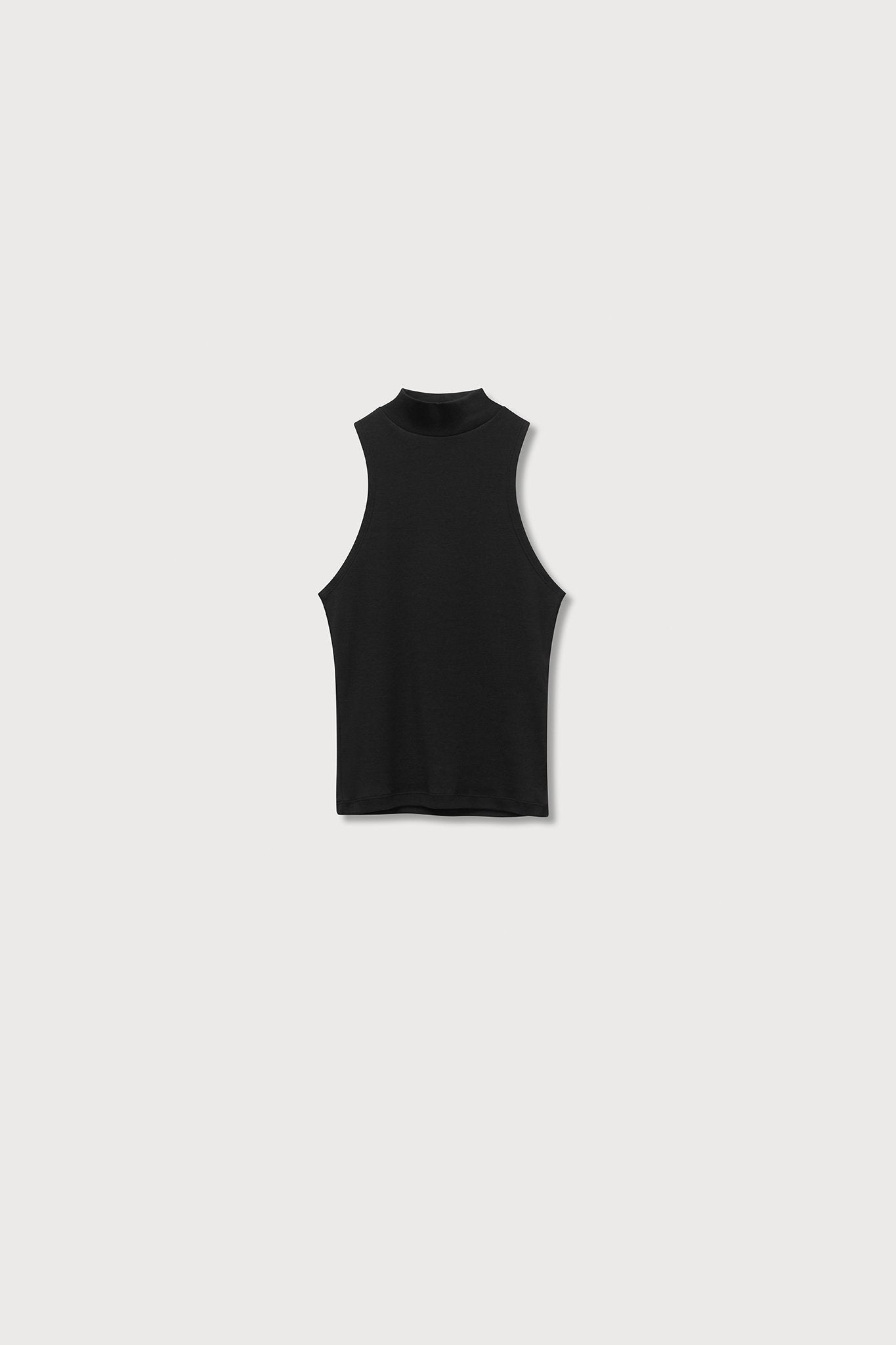 A.BCH A.45 Black Mockneck Tank in Organic Cotton