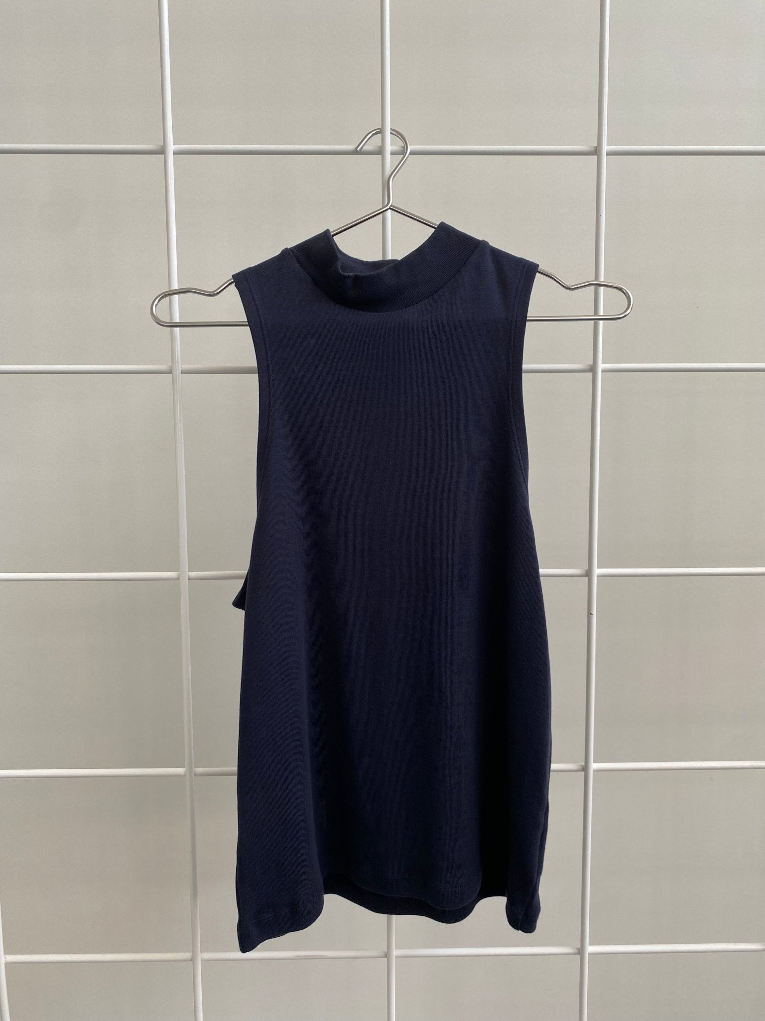 A.BCH A.45 Navy Mockneck Tank in Organic Cotton