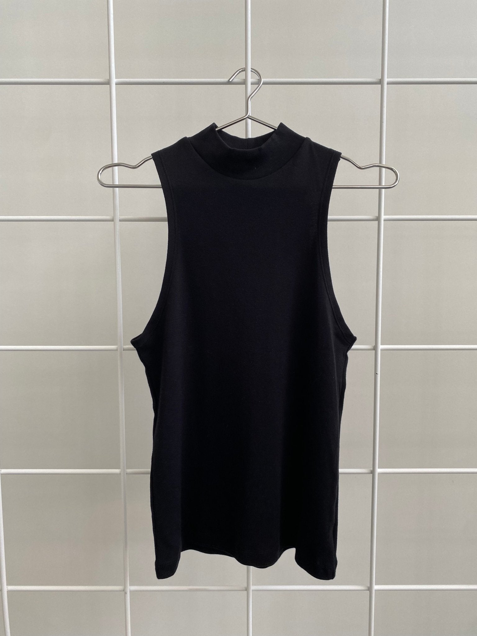A.BCH A.45 Black Mockneck Tank in Organic Cotton