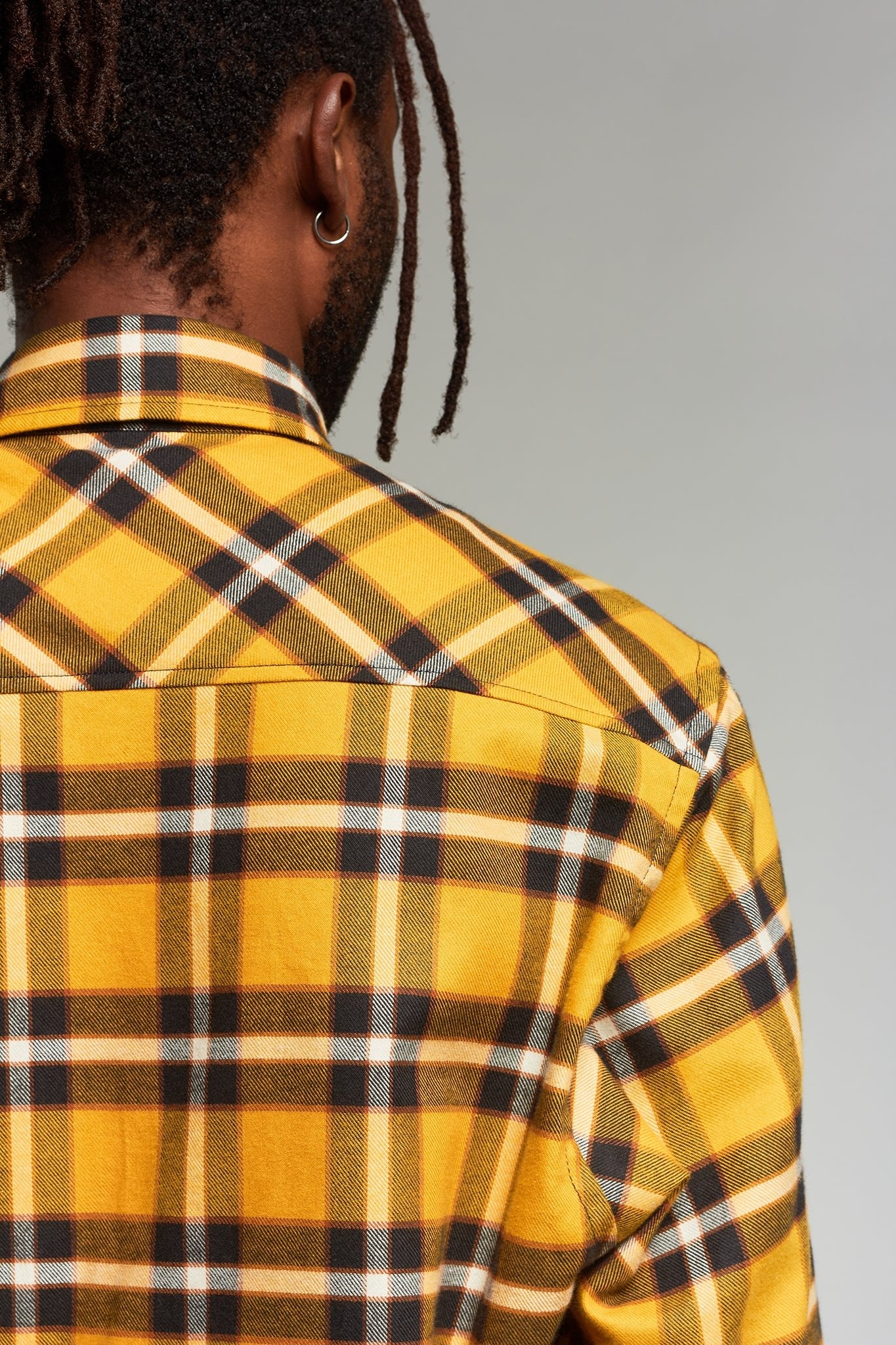 A.BCH A.46 Navy Marigold Plaid Fine Flannel Shirt in Japanese Organic Cotton