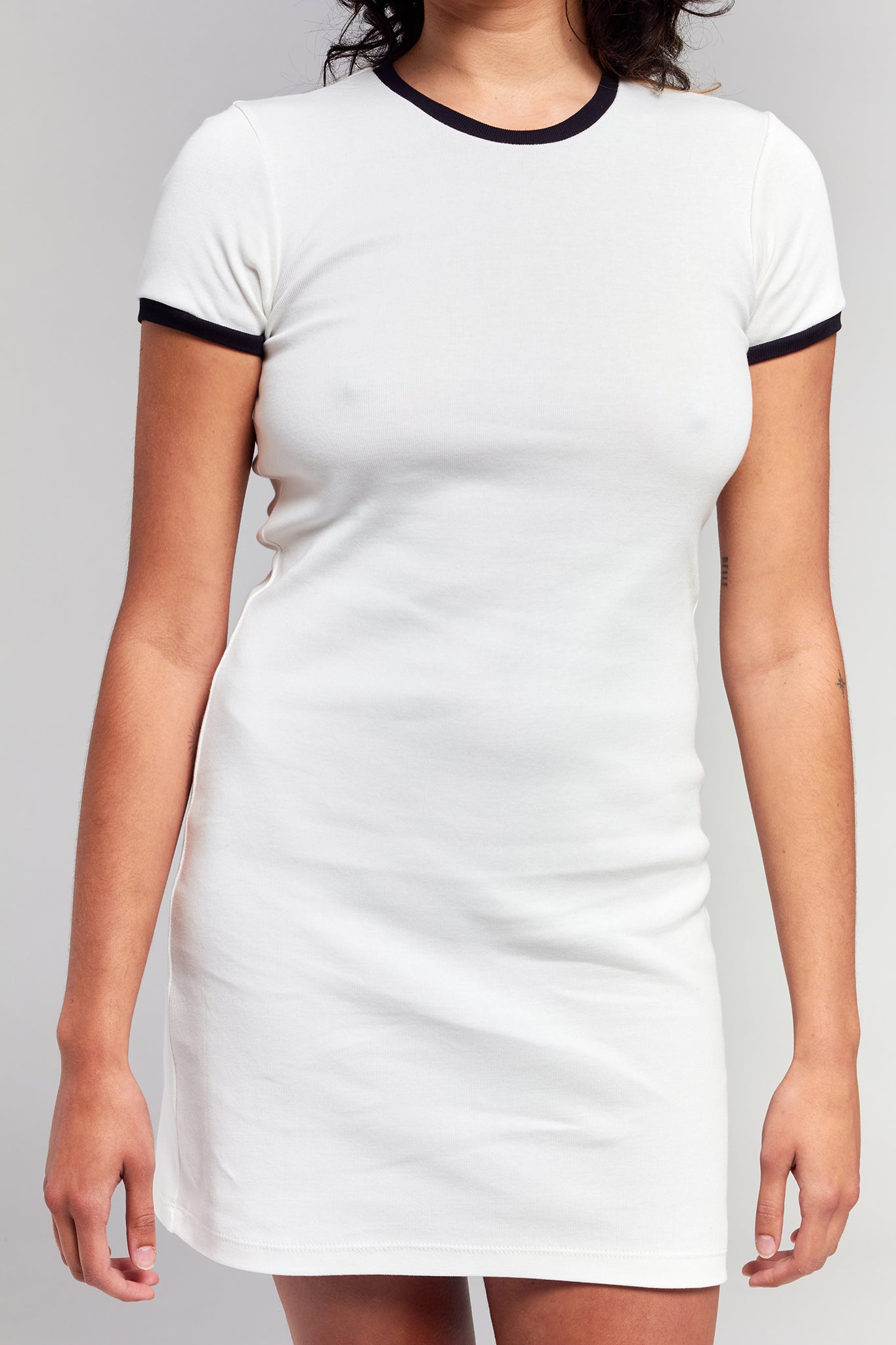 A.BCH A.48 Bone Contrast Rib Mini Dress in Organic Cotton