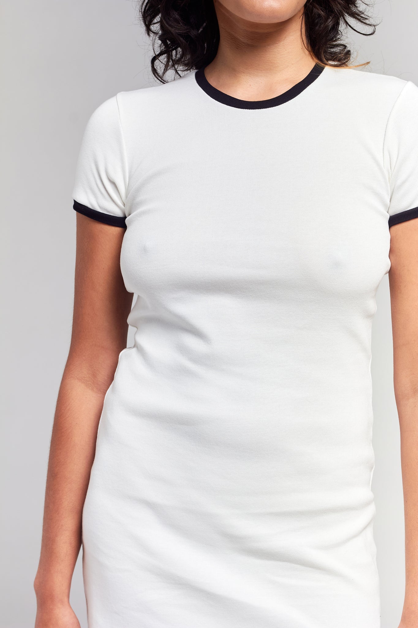 A.BCH A.48 Bone Contrast Rib Mini Dress in Organic Cotton