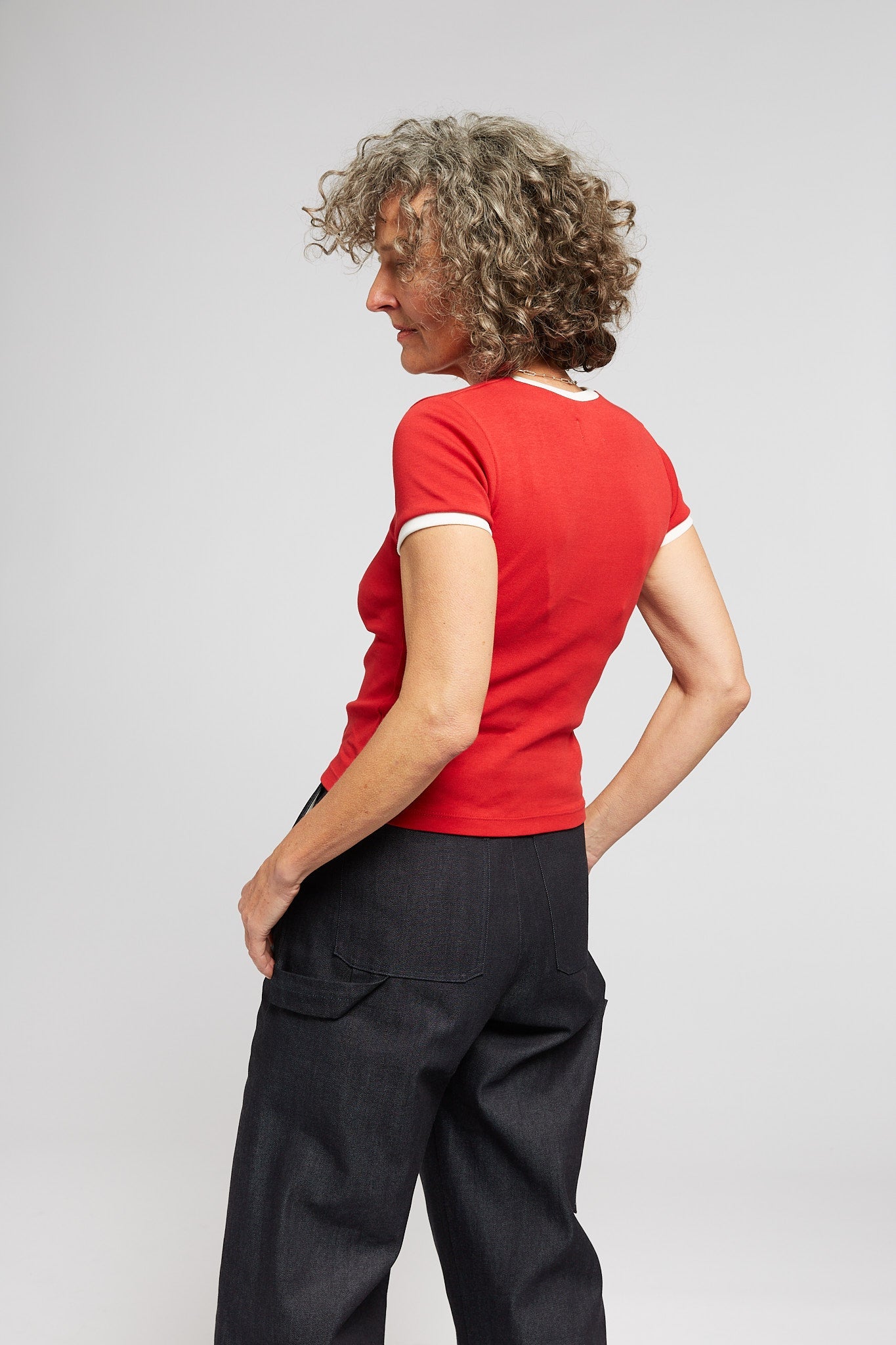 A.BCH A.48 Cherry Contrast Rib T-Shirt in Organic Cotton