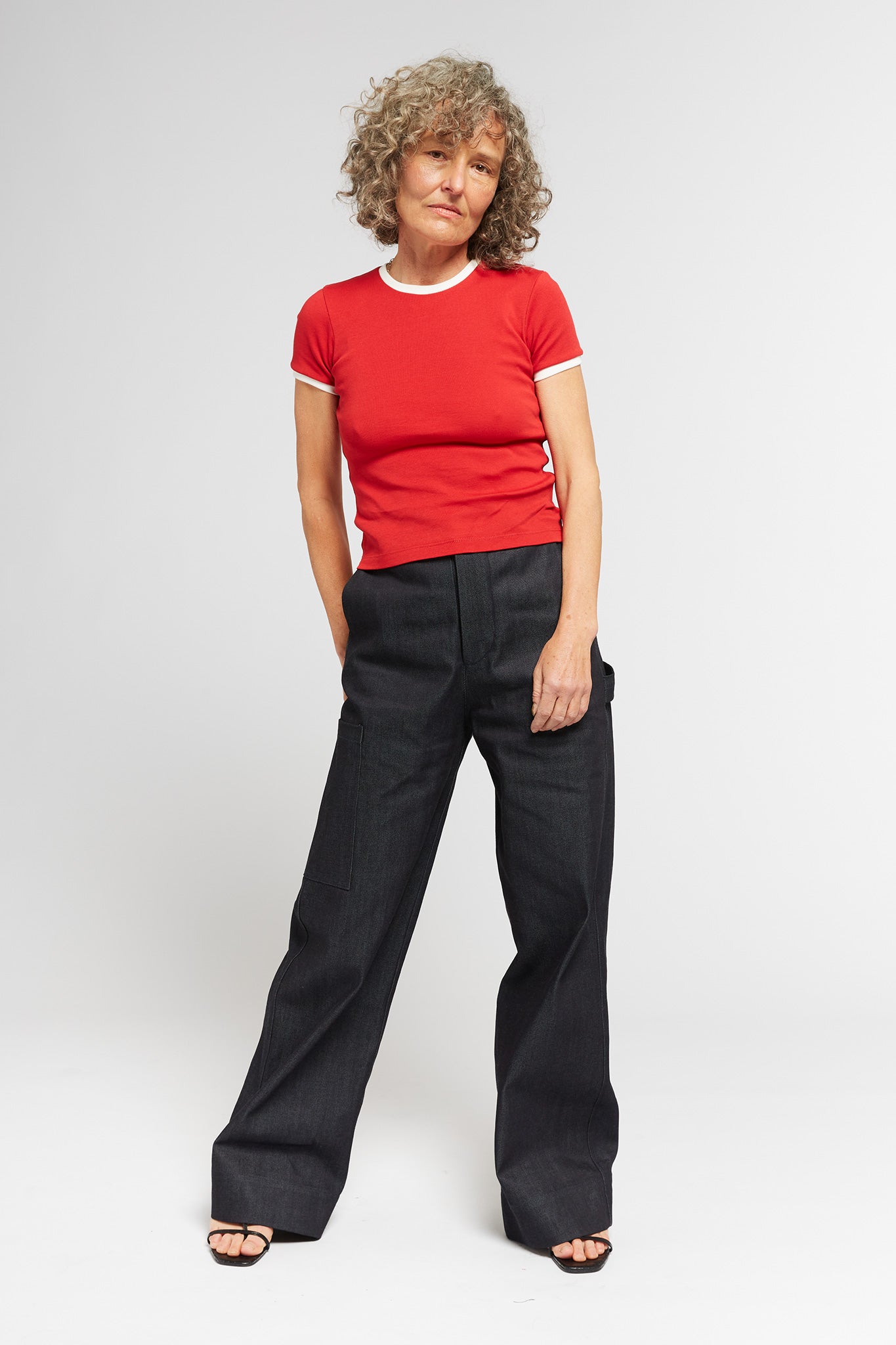 A.BCH A.48 Cherry Contrast Rib T-Shirt in Organic Cotton
