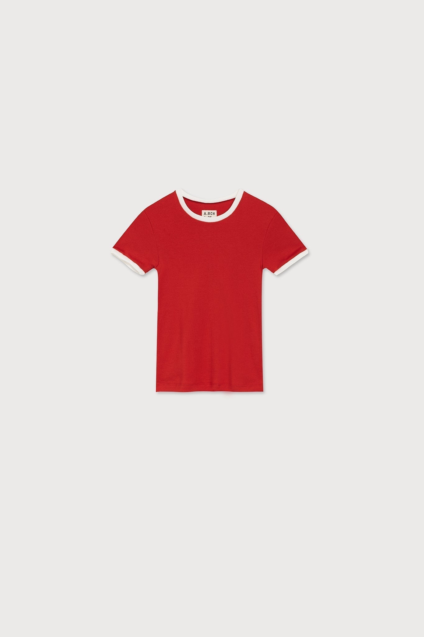 A.BCH A.48 Cherry Contrast Rib T-Shirt in Organic Cotton