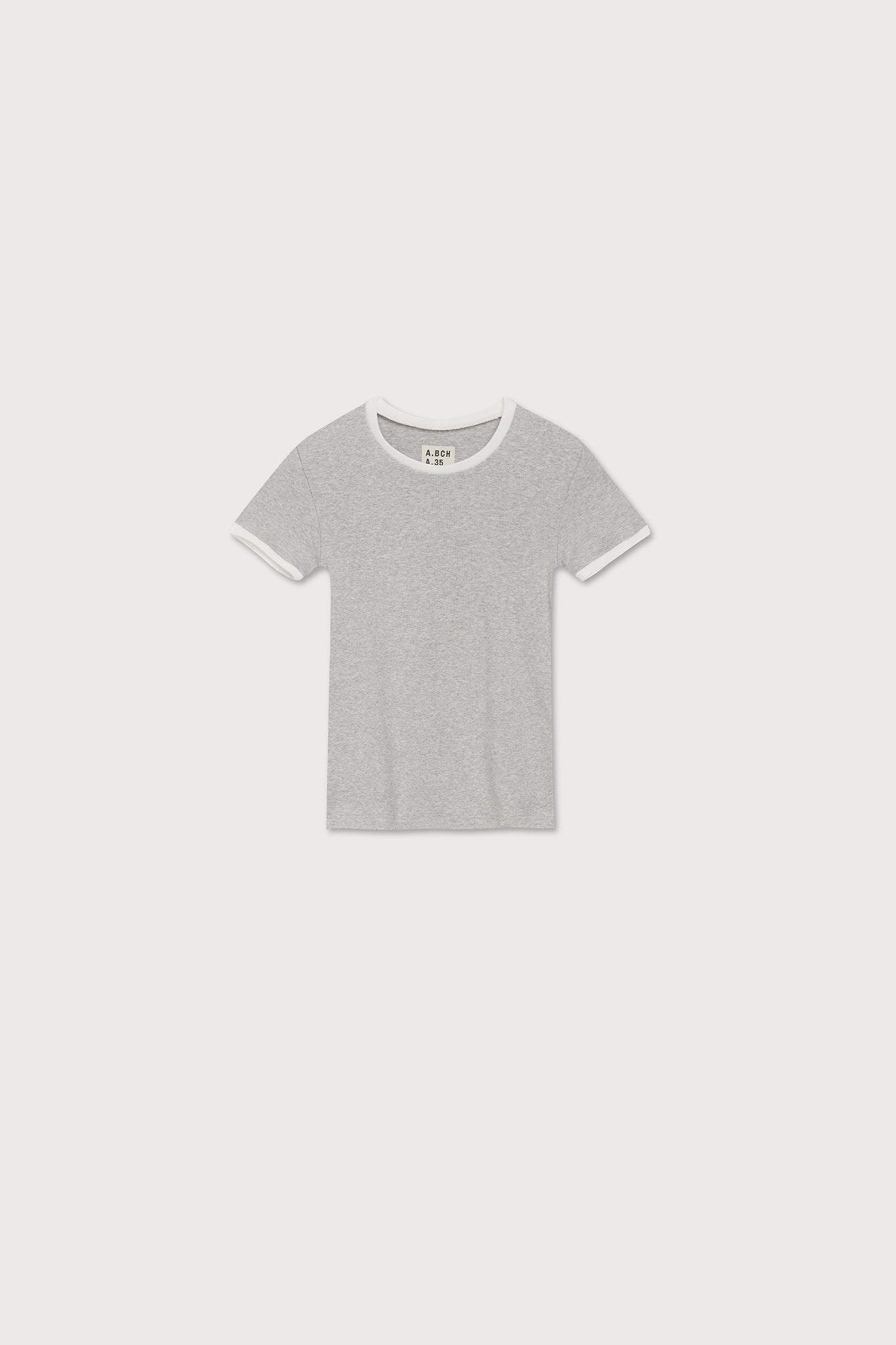 A.BCH A.48 Grey Marle Contrast Rib T-Shirt in Organic Cotton