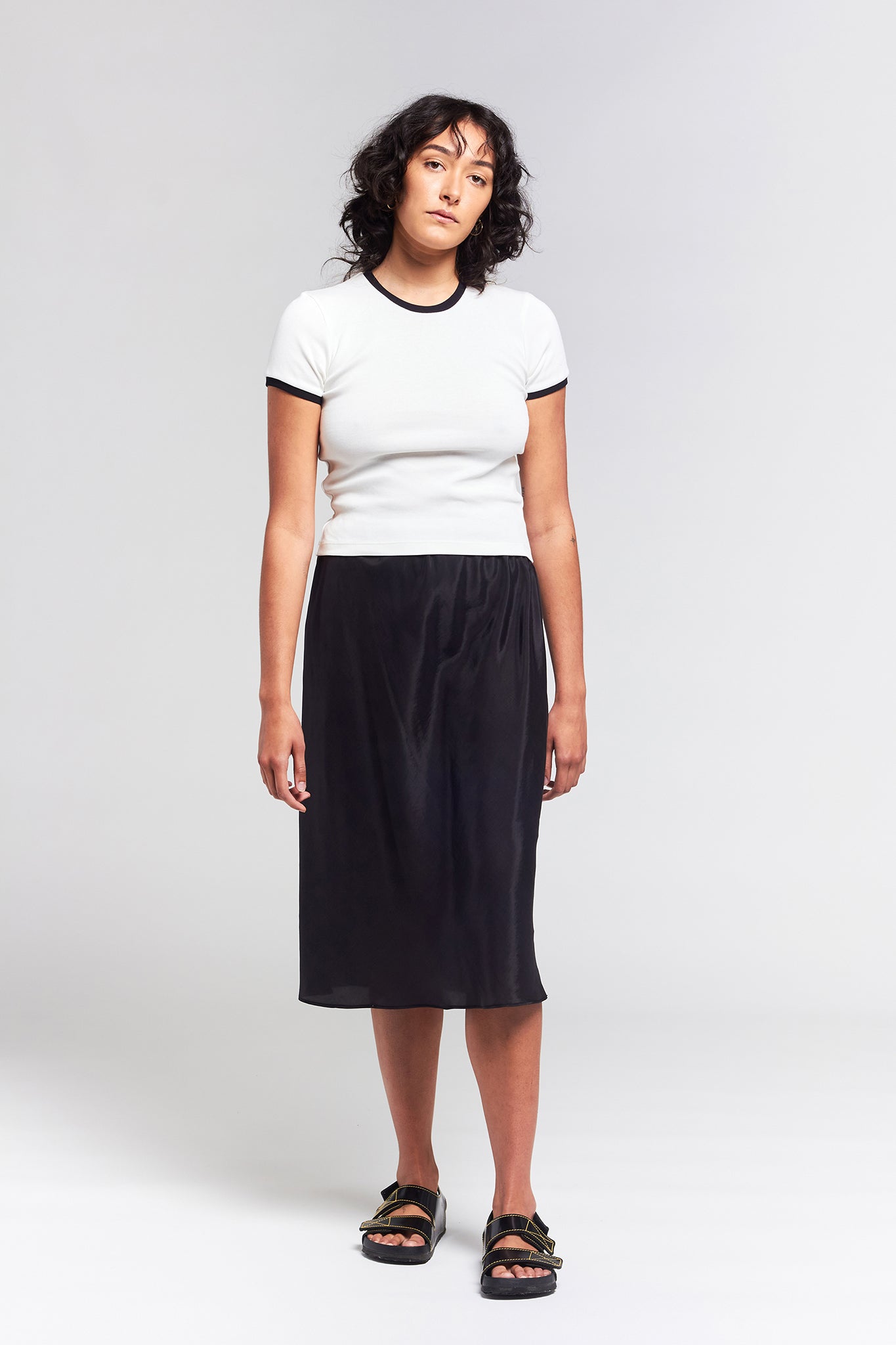 A.BCH A.48 Bone Contrast Rib T-Shirt in Organic Cotton