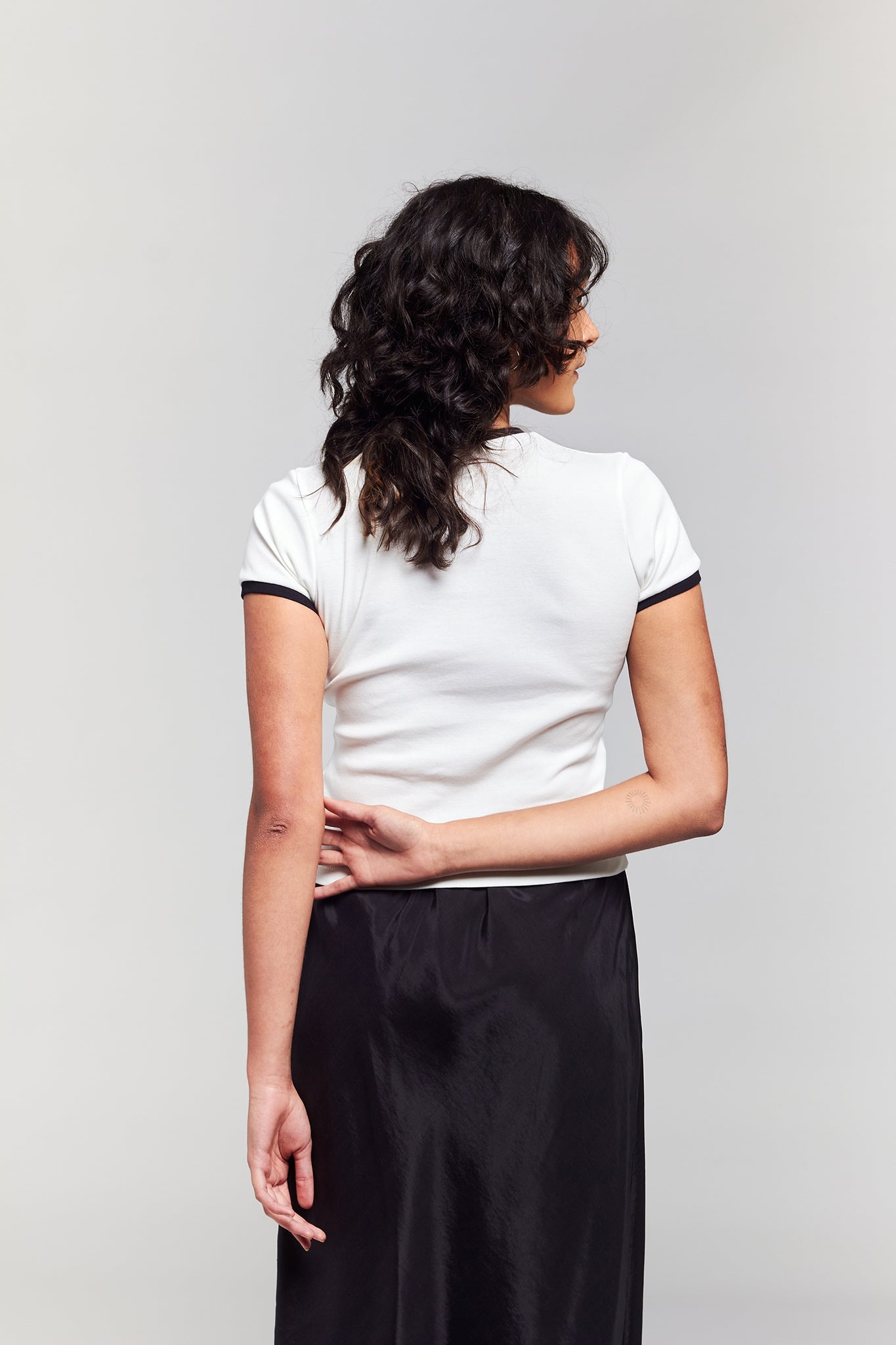 A.BCH A.48 Bone Contrast Rib T-Shirt in Organic Cotton