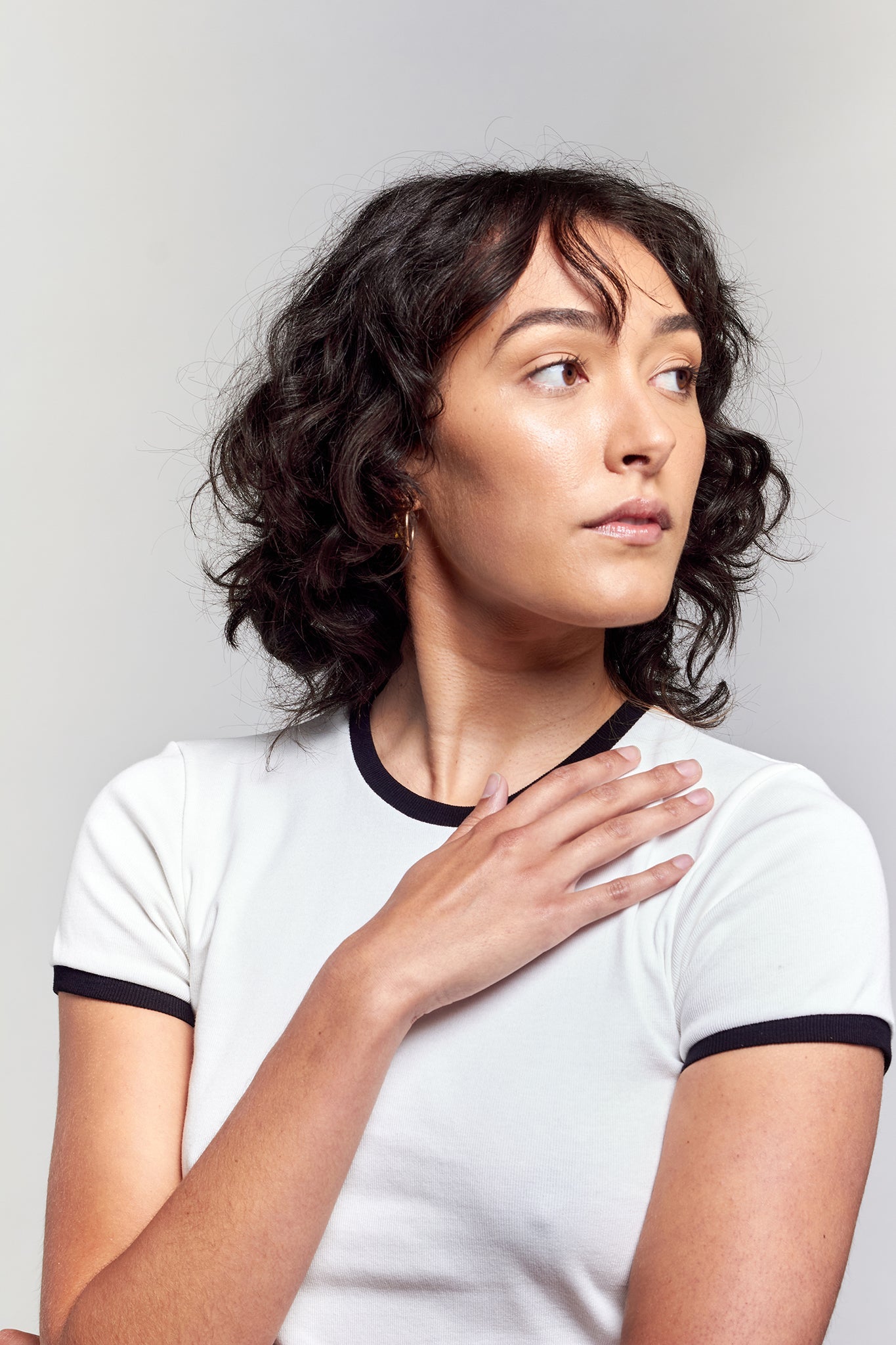 A.BCH A.48 Bone Contrast Rib T-Shirt in Organic Cotton