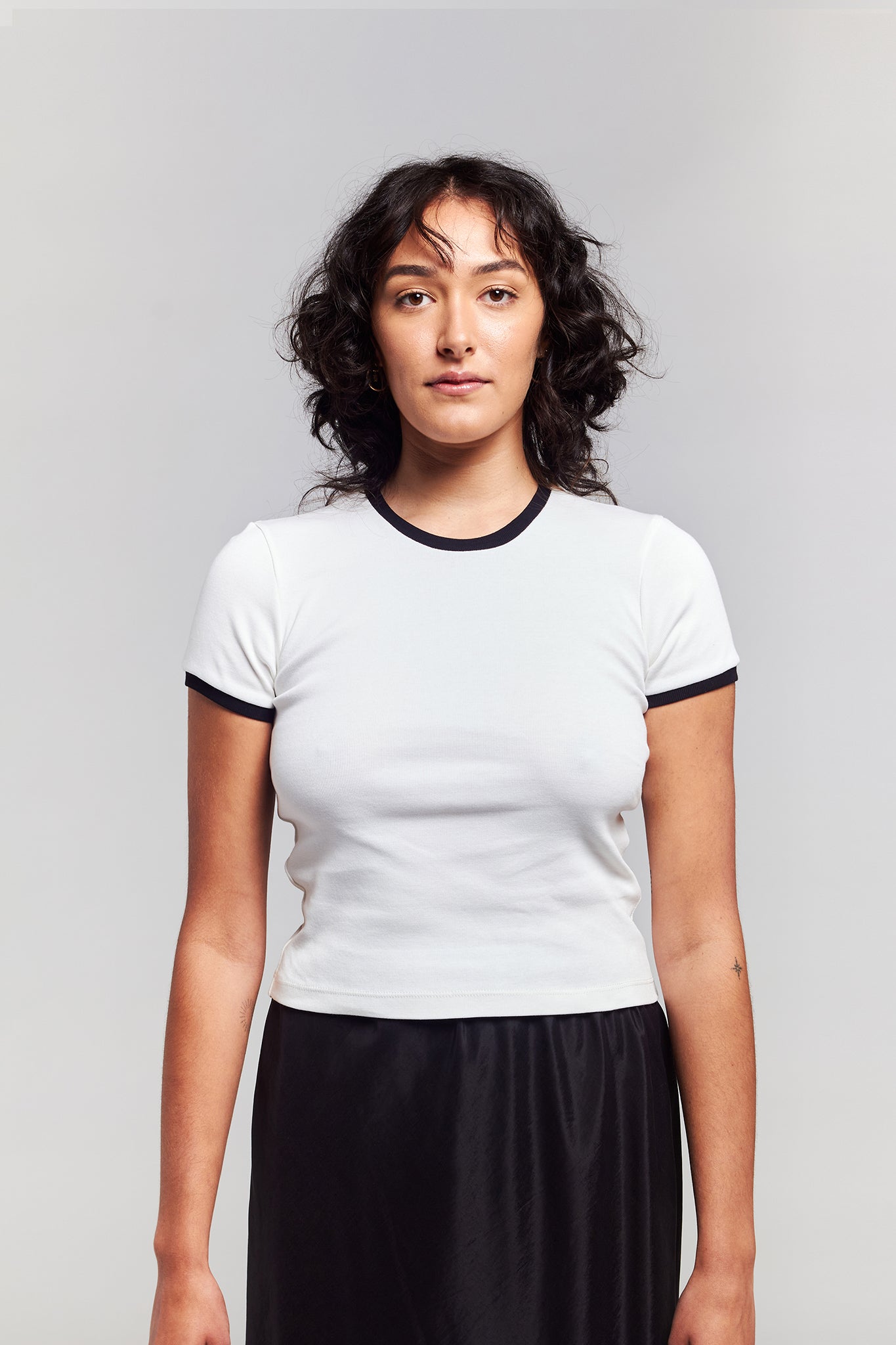 A.BCH A.48 Bone Contrast Rib T-Shirt in Organic Cotton