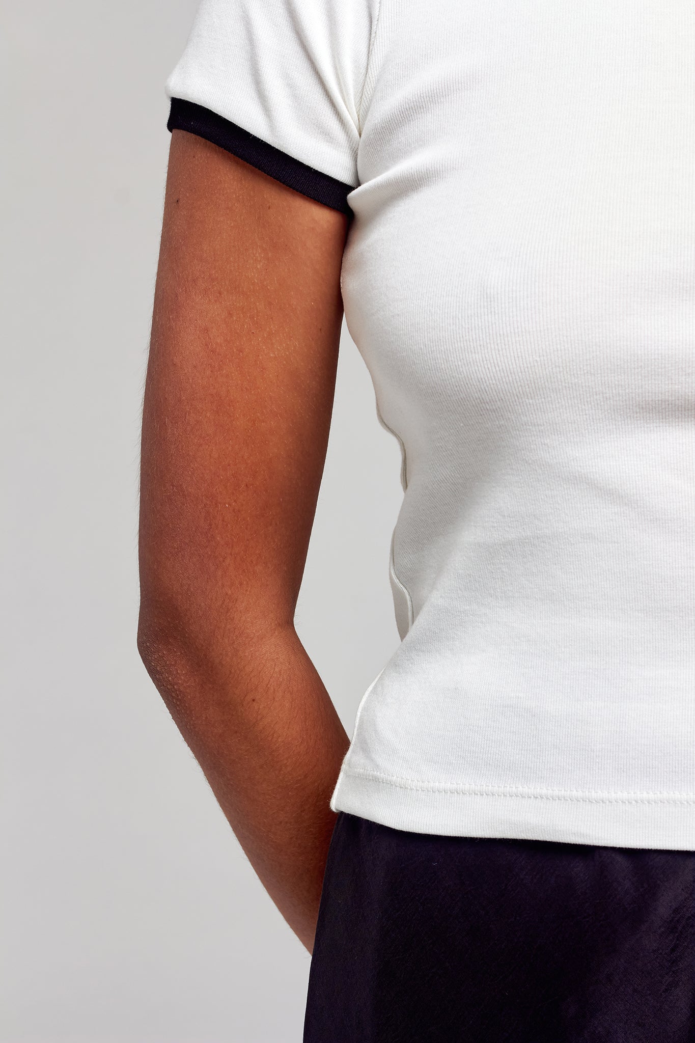 A.BCH A.48 Bone Contrast Rib T-Shirt in Organic Cotton