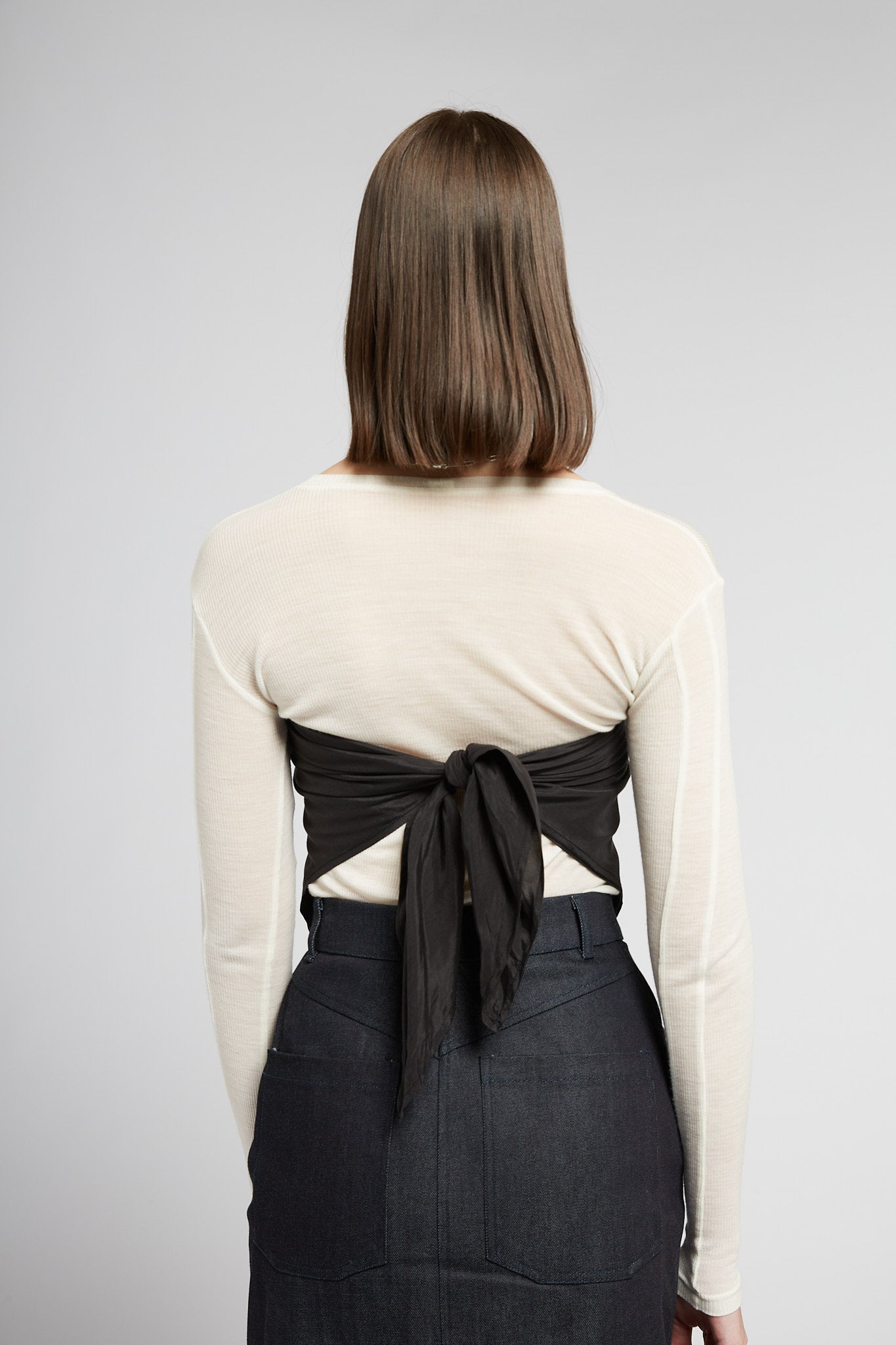 A.54 Black Silky Scarf in Tencel