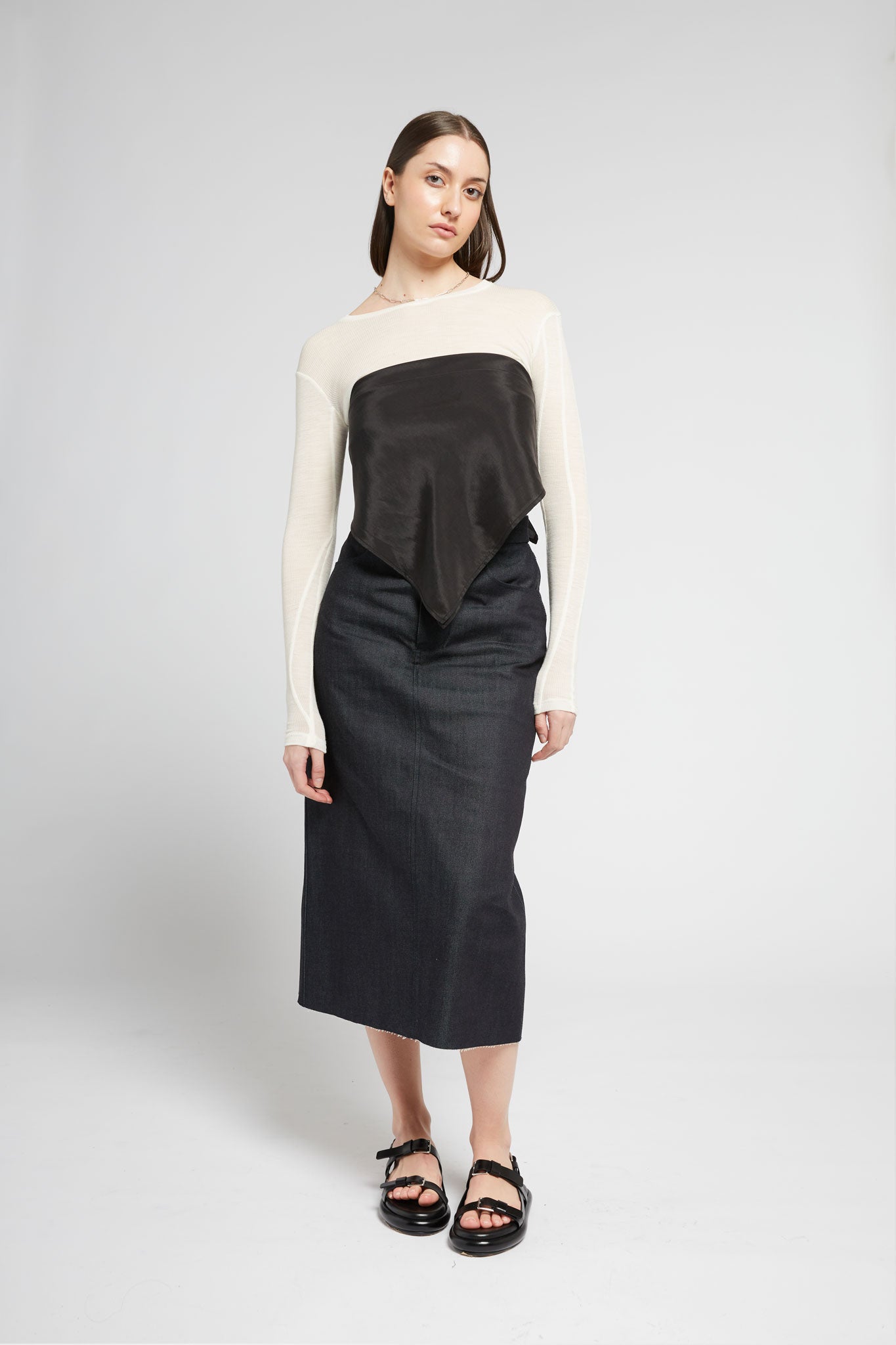 A.54 Black Silky Scarf in Tencel