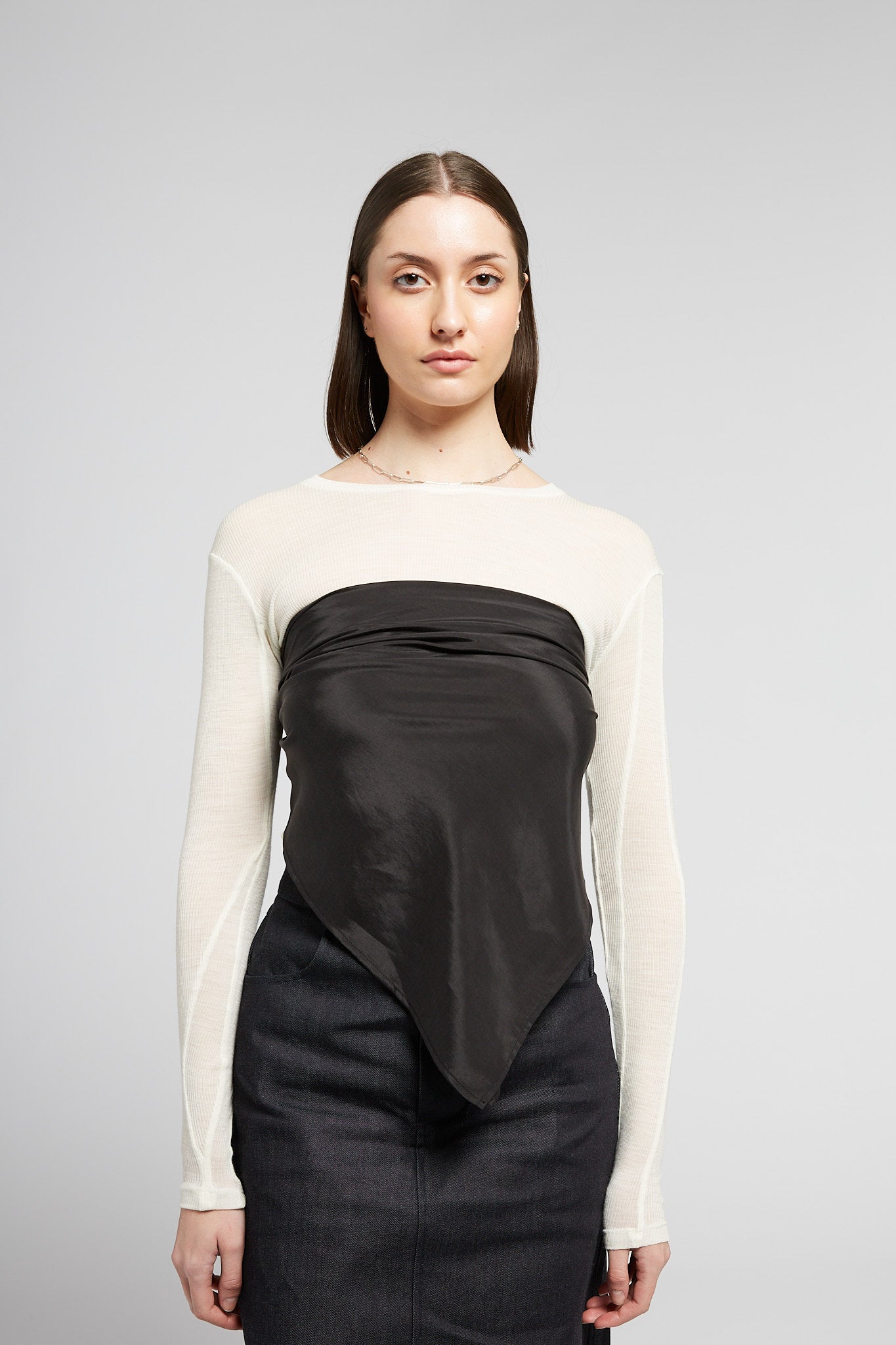 A.54 Black Silky Scarf in Tencel