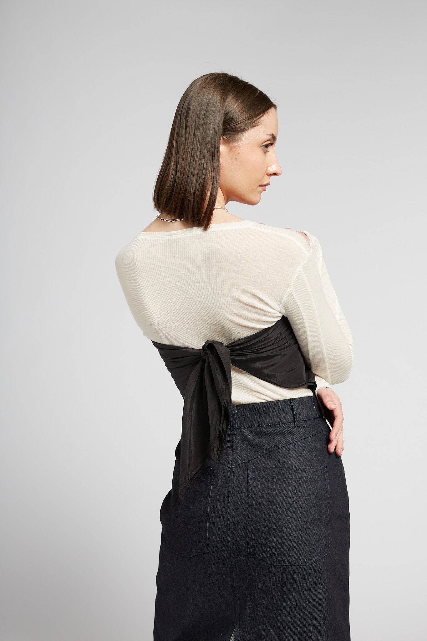 A.54 Black Silky Scarf in Tencel