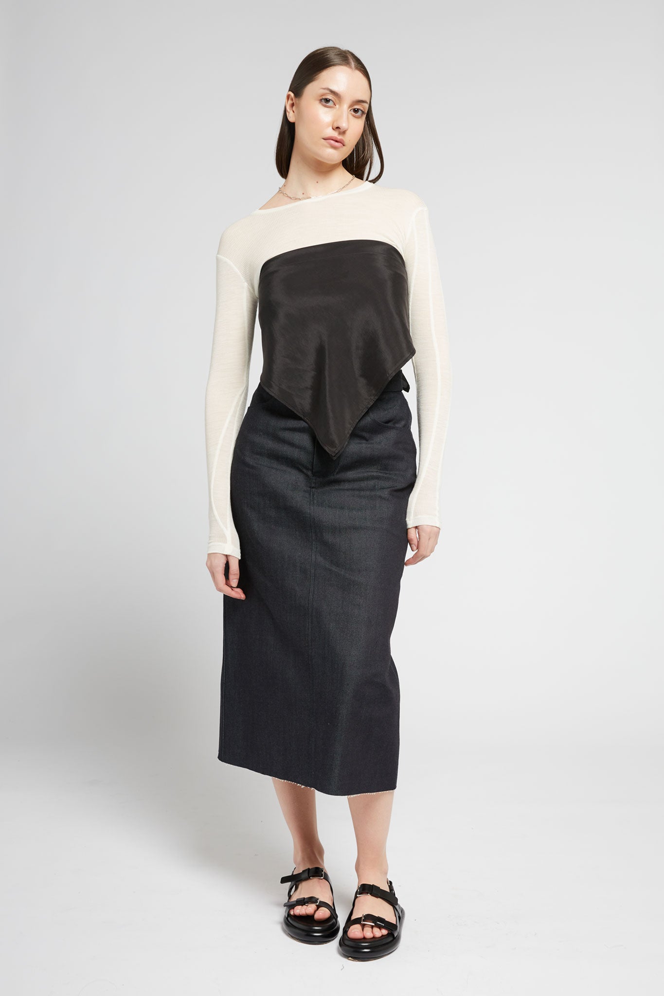 A.54 Black Silky Scarf in Tencel