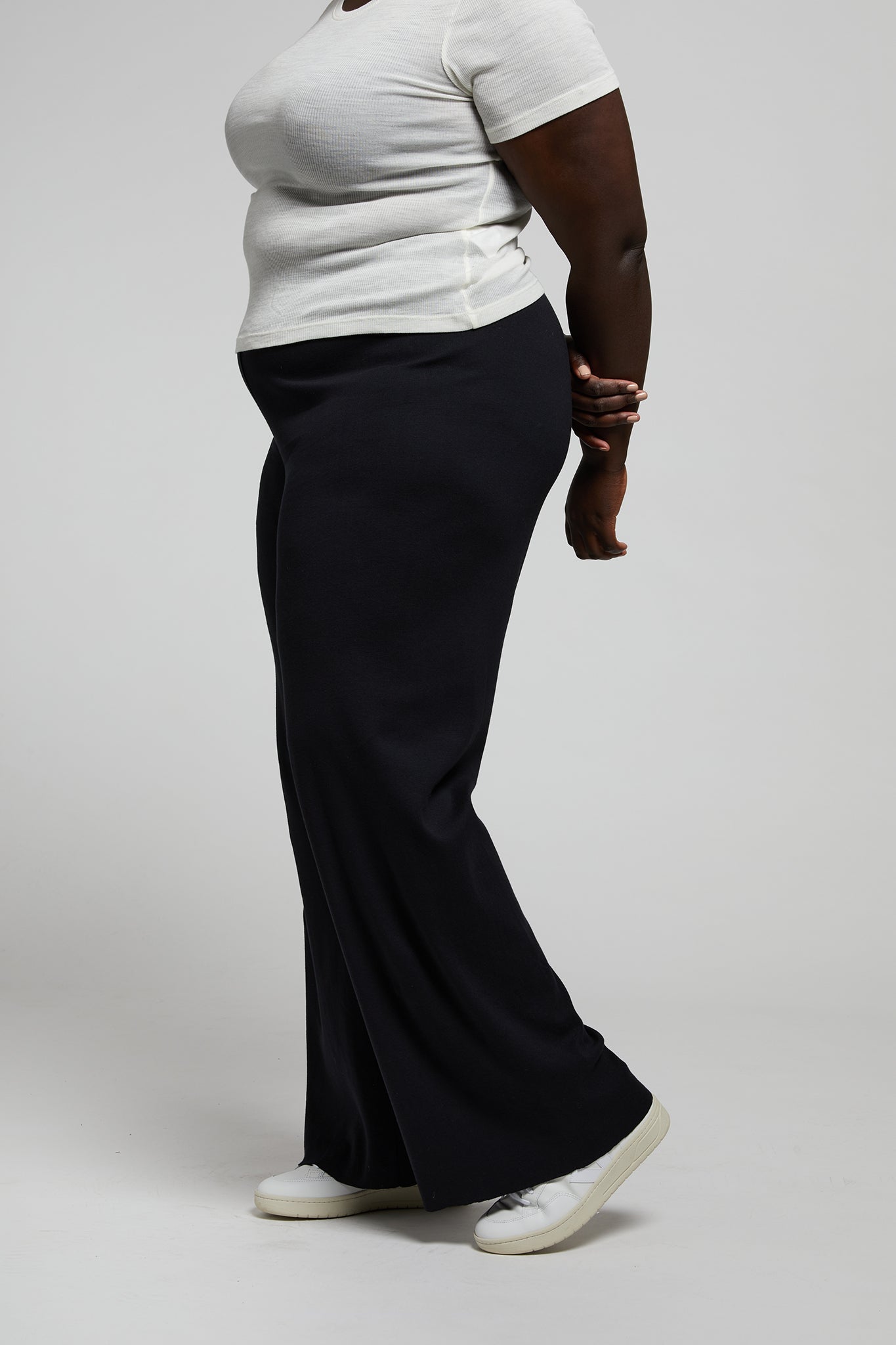 A.BCH A.57 Black Rib Skivvy Trousers in Black Organic Cotton