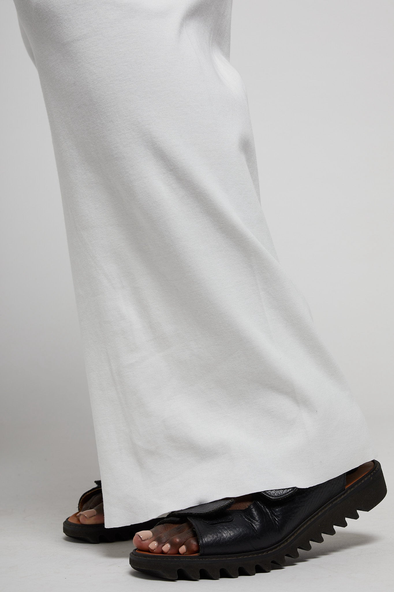 A.BCH A.57 Black Rib Skivvy Trousers in Bone Organic Cotton