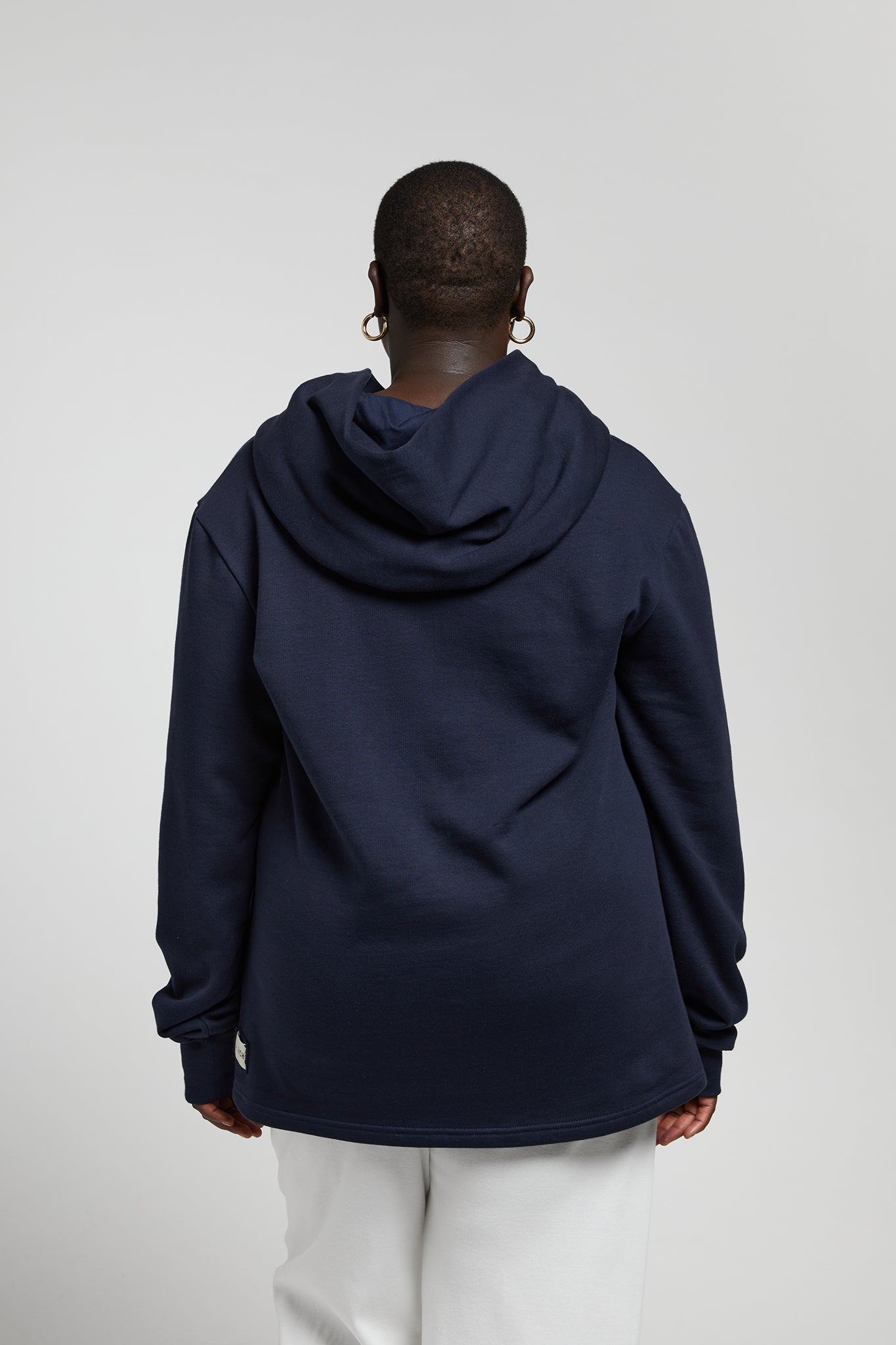 A.62 Navy fleece hood sweater in organic cotton