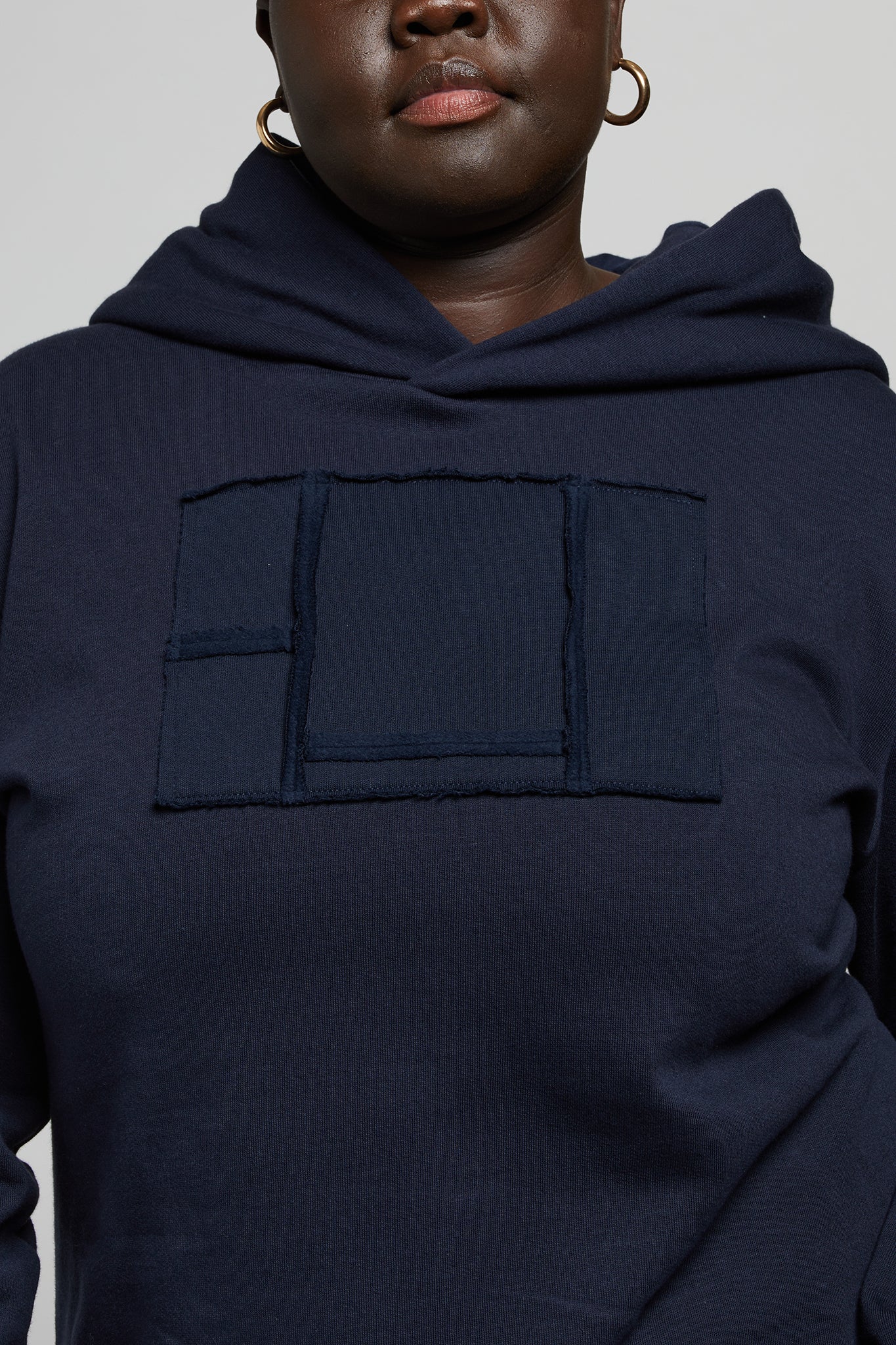 A.62 Navy fleece hood sweater in organic cotton
