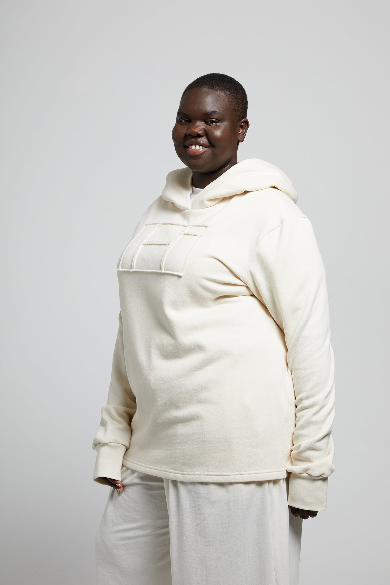 A.62 Undyed fleece hood sweater in organic cotton