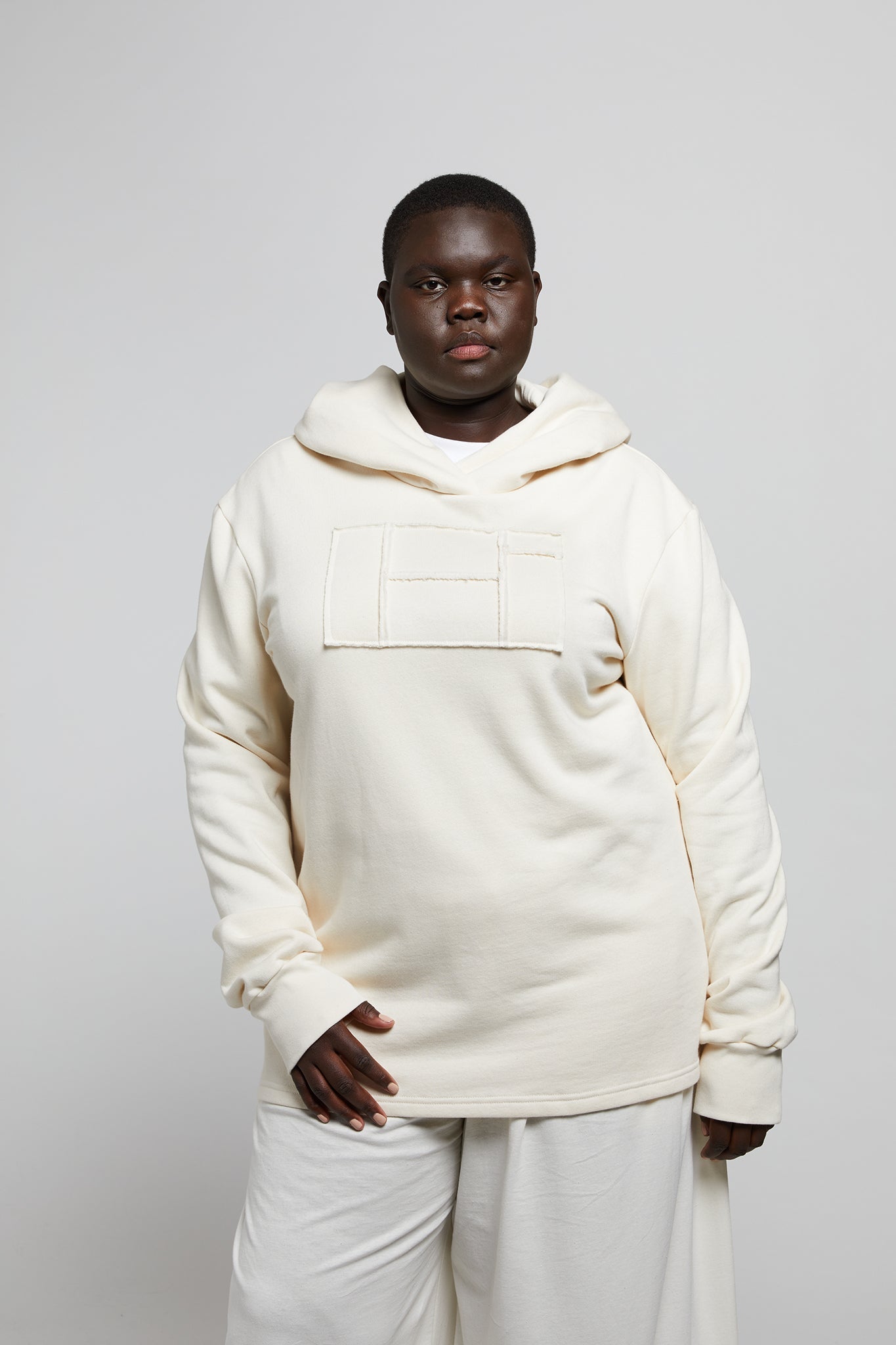 A.62 Undyed fleece hood sweater in organic cotton