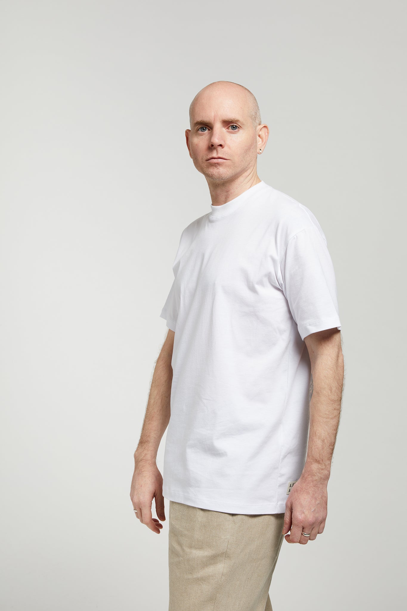 A.65 White High Crew T-Shirt in Organic Cotton