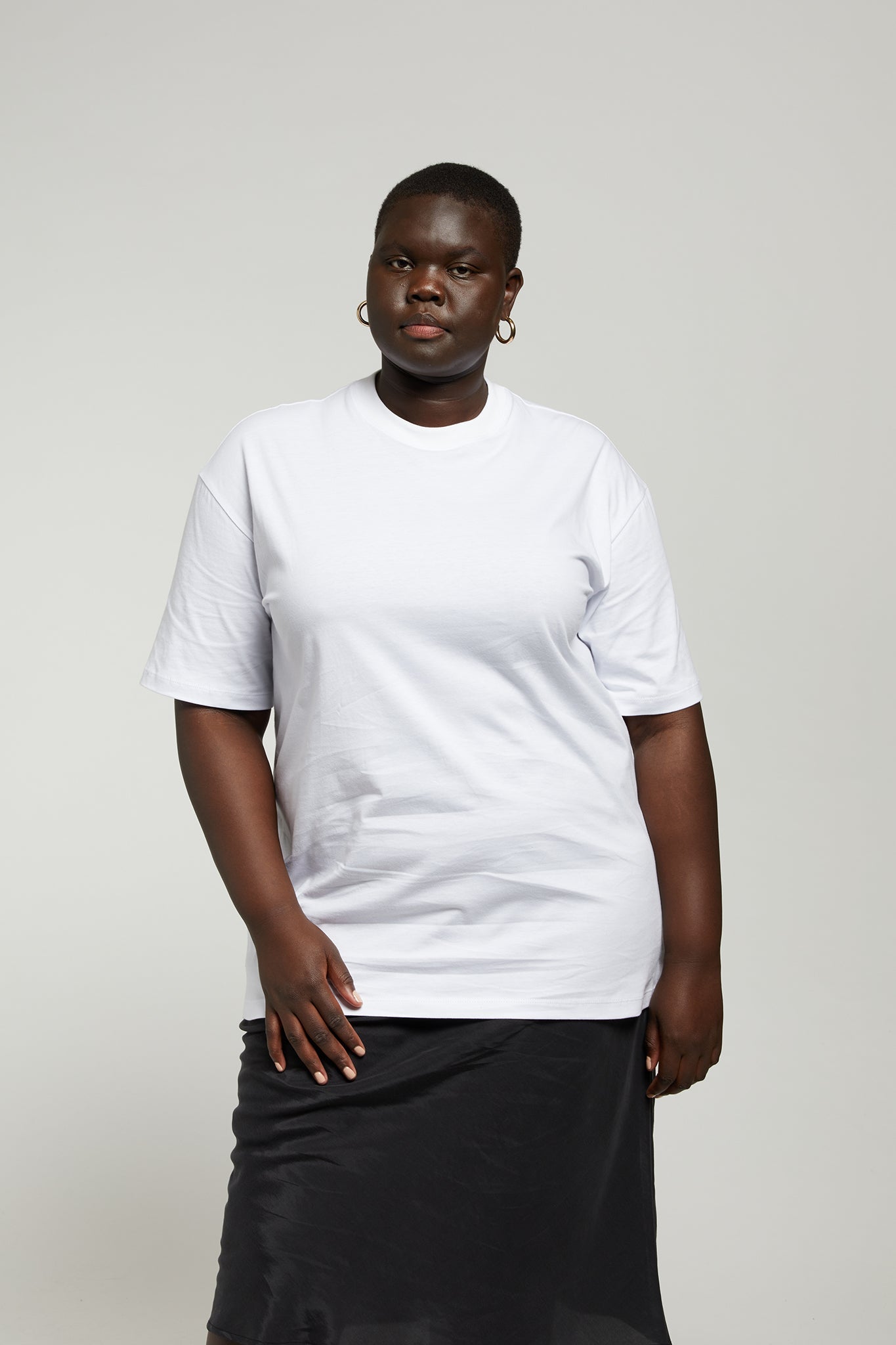 A.65 White High Crew T-Shirt in Organic Cotton