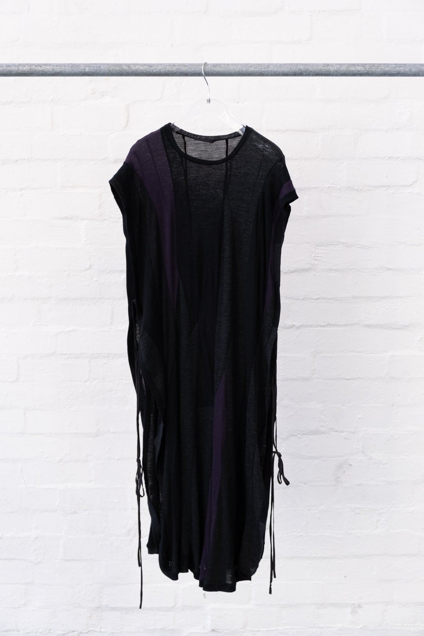 Red Line Aubergine Cutpiece Apron Dress in Merino Offcuts