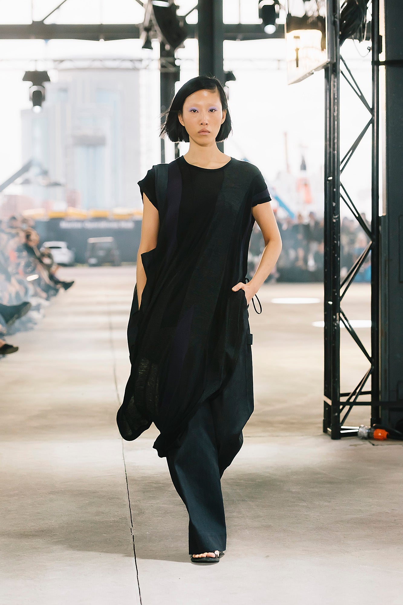 Red Line Aubergine Cutpiece Apron Dress in Merino Offcuts